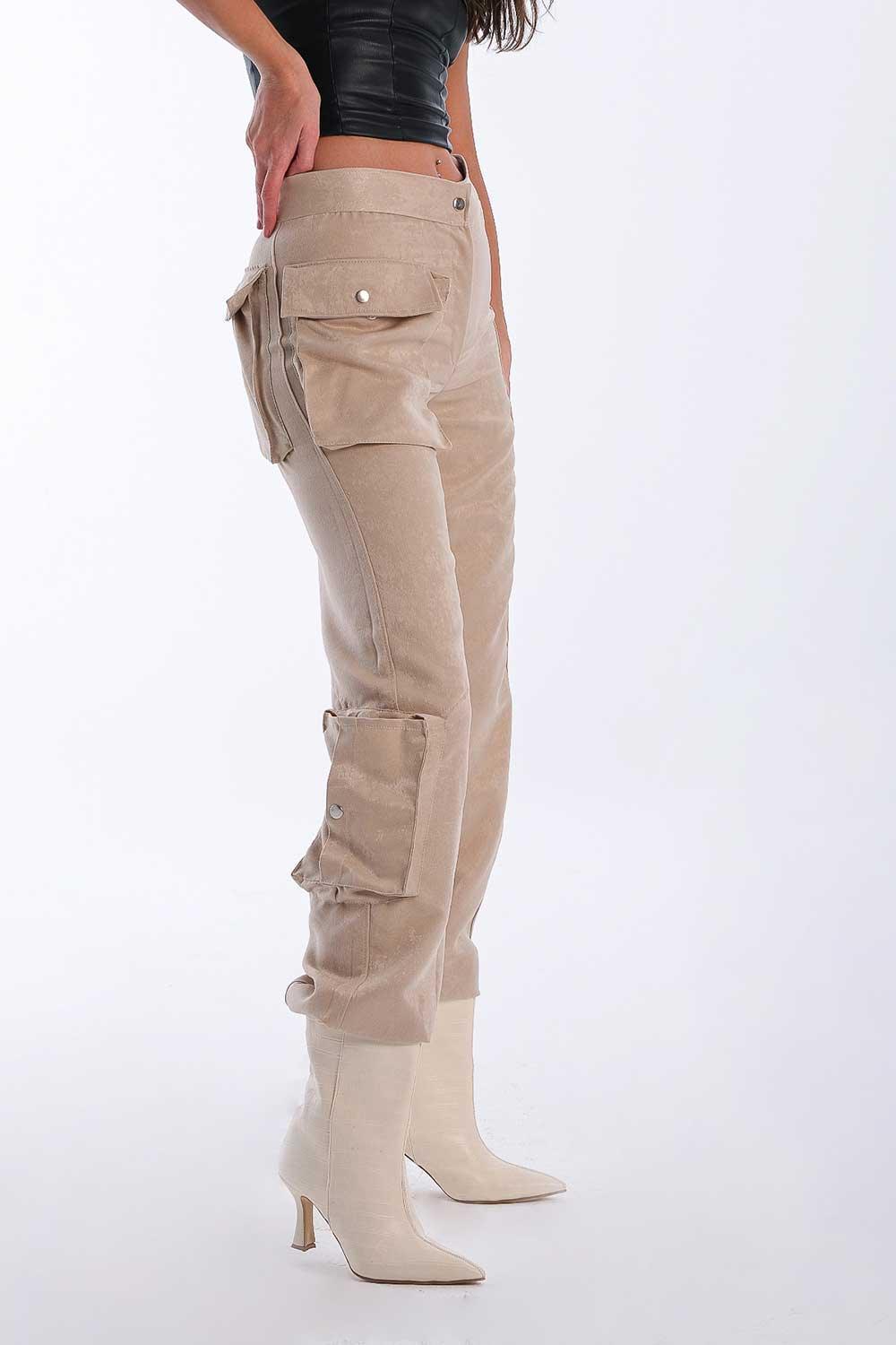 Kahshan-Doyenne Cargo Pants Beige-Pantolon-8-Milagron.com