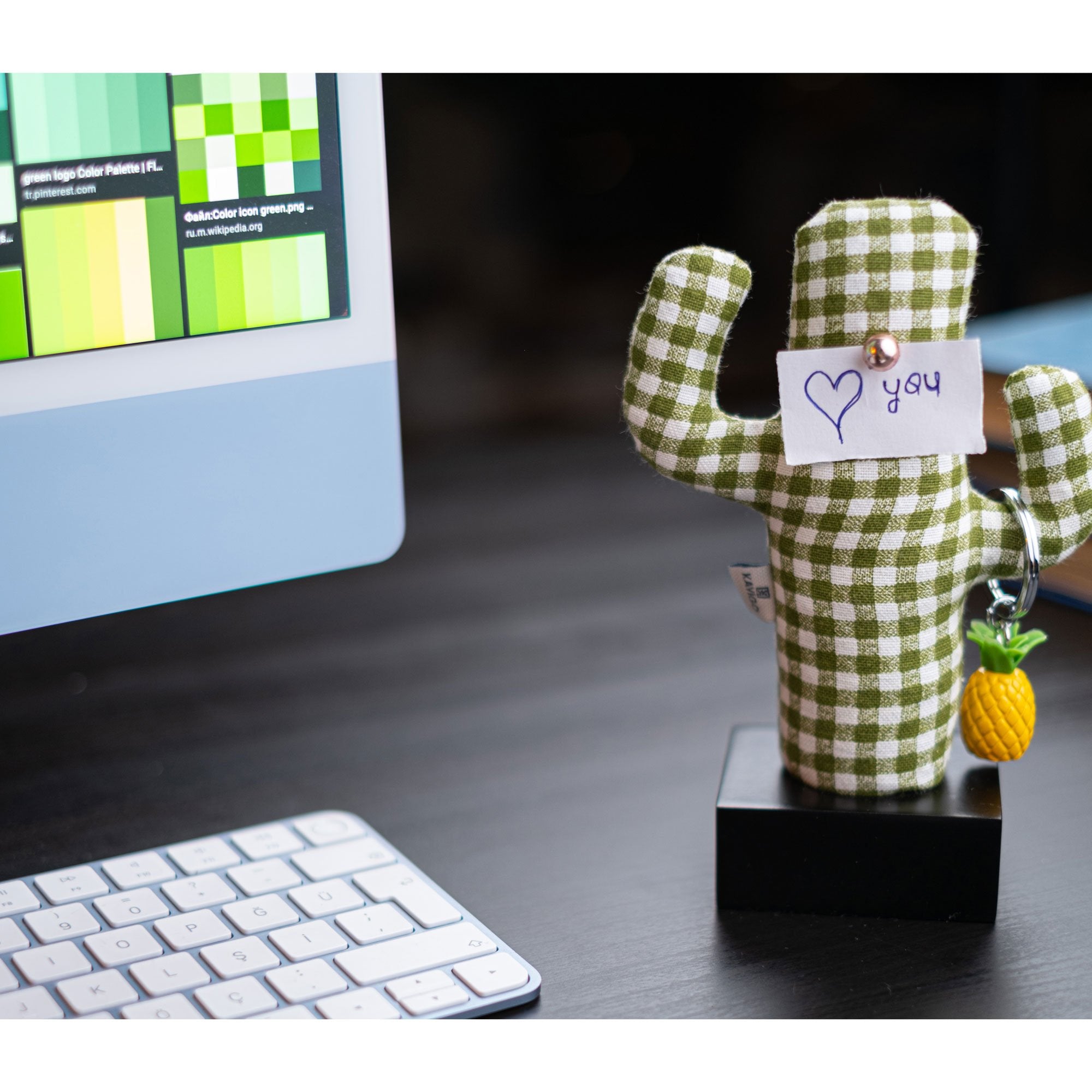 Kayigo-Cactus Lavanta Dolgulu Notluk / Pötikareli Siyah-Masaüstü Organizer-2-Milagron.com