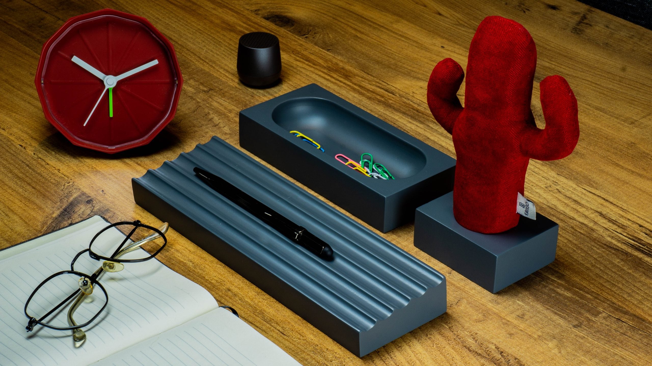 Kayigo-Gri Woody üçlü Ofis Seti Kırmızı Kaktüs-Masaüstü Organizer-1-Milagron.com