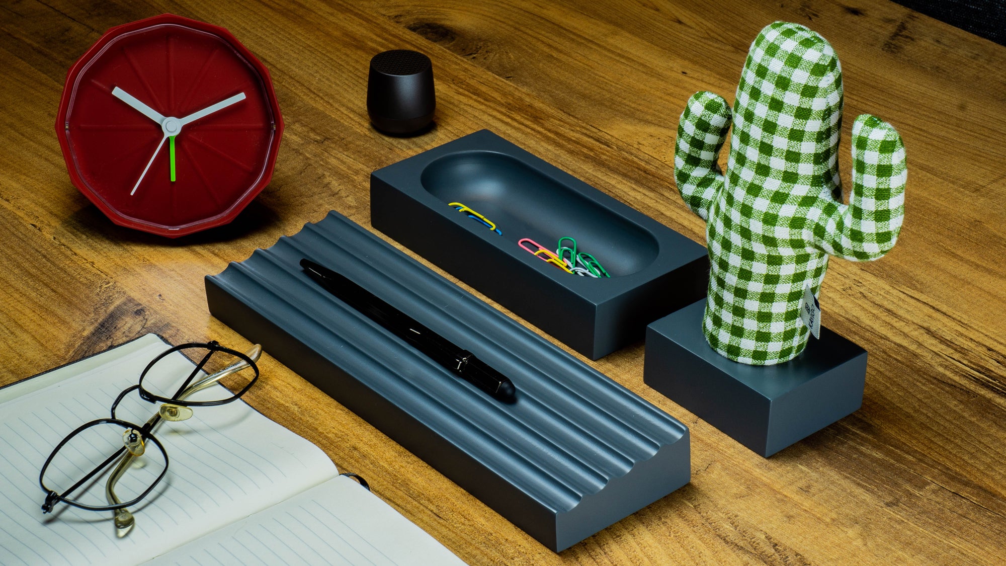 Kayigo-Gri Woody üçlü Ofis Seti Yeşil Kaktüs-Masaüstü Organizer-3-Milagron.com