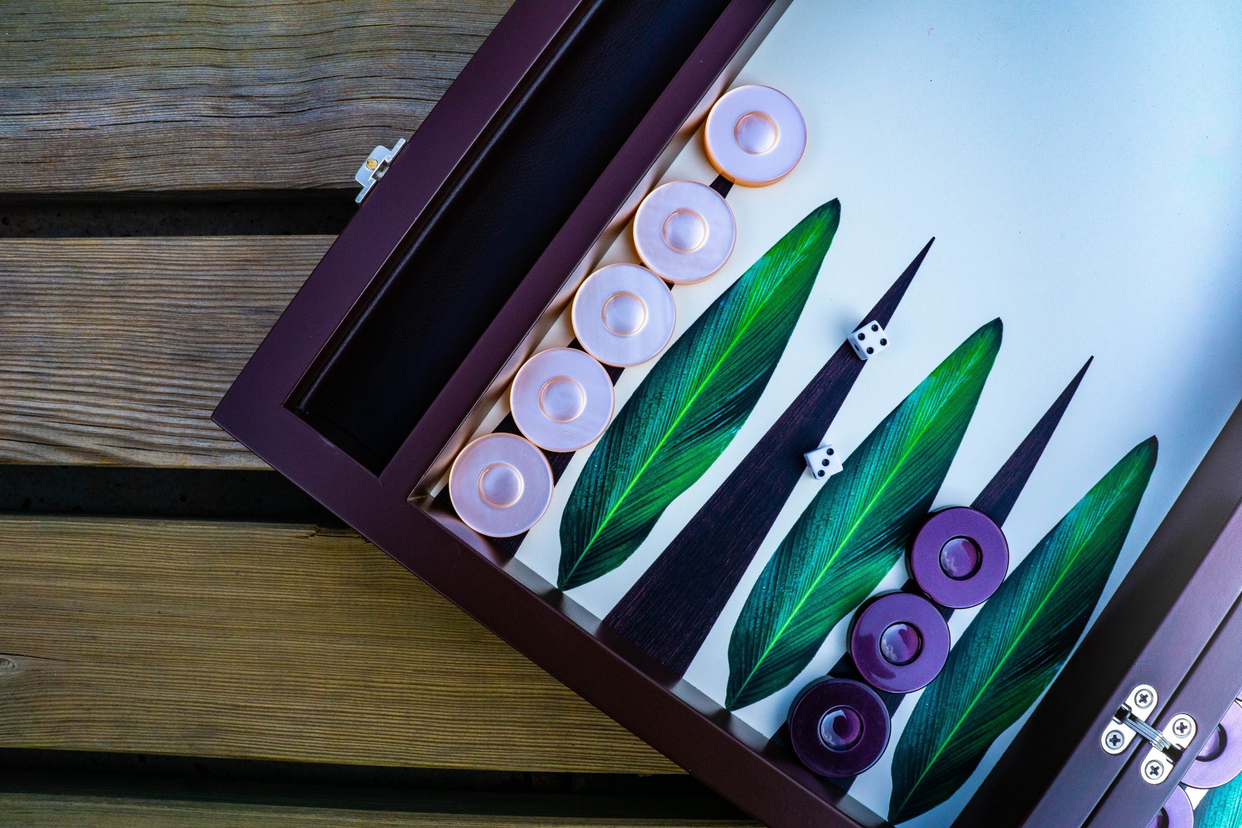 Kayigo-Kayıgo Tavla Büyük Boy Yeşil Yaprak Desenli-Tavla-4-Milagron.com