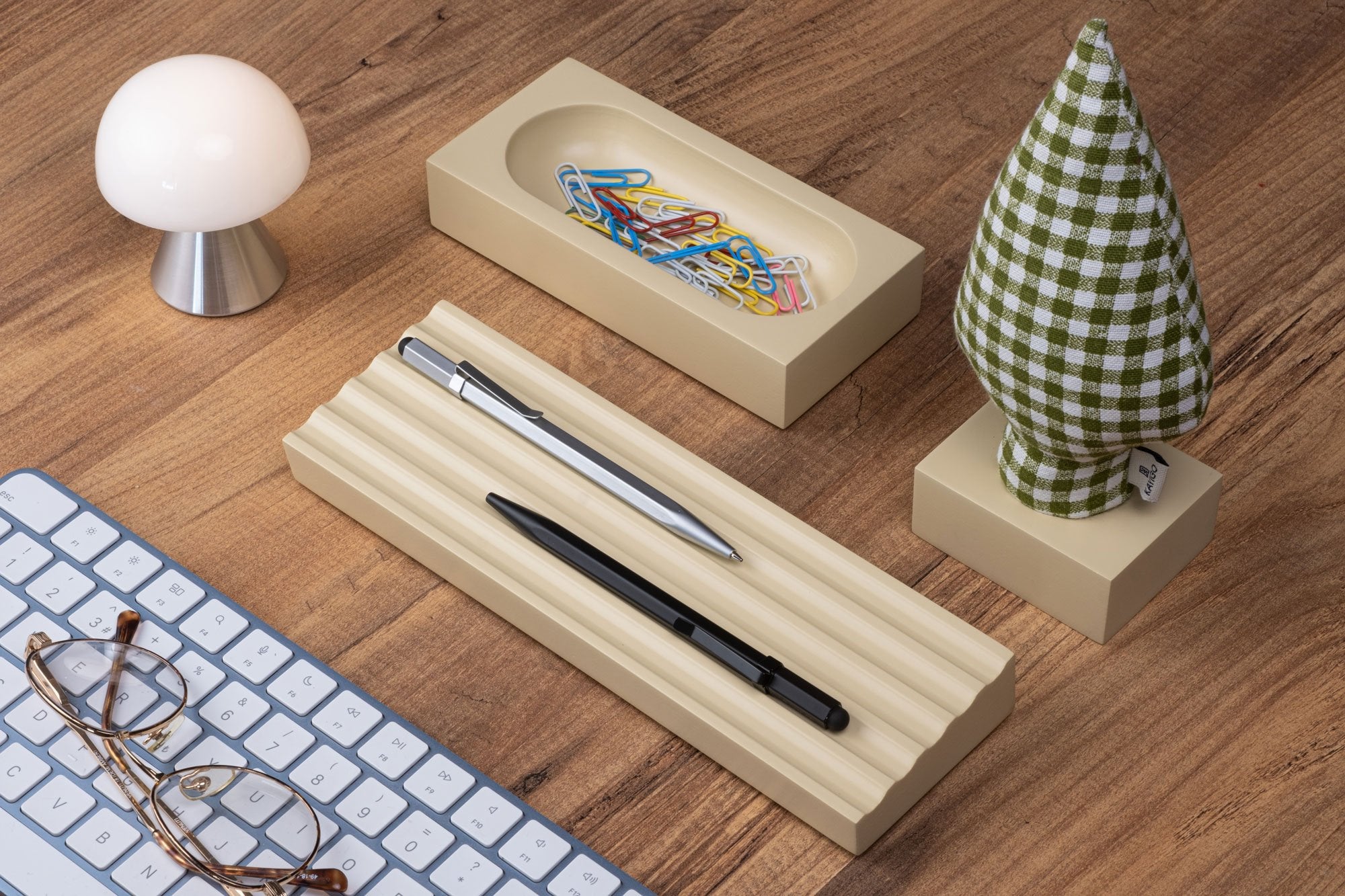 Kayigo-Lavanta Dolgulu Selvi Notluk /Pötikareli Krem-Masaüstü Organizer-2-Milagron.com