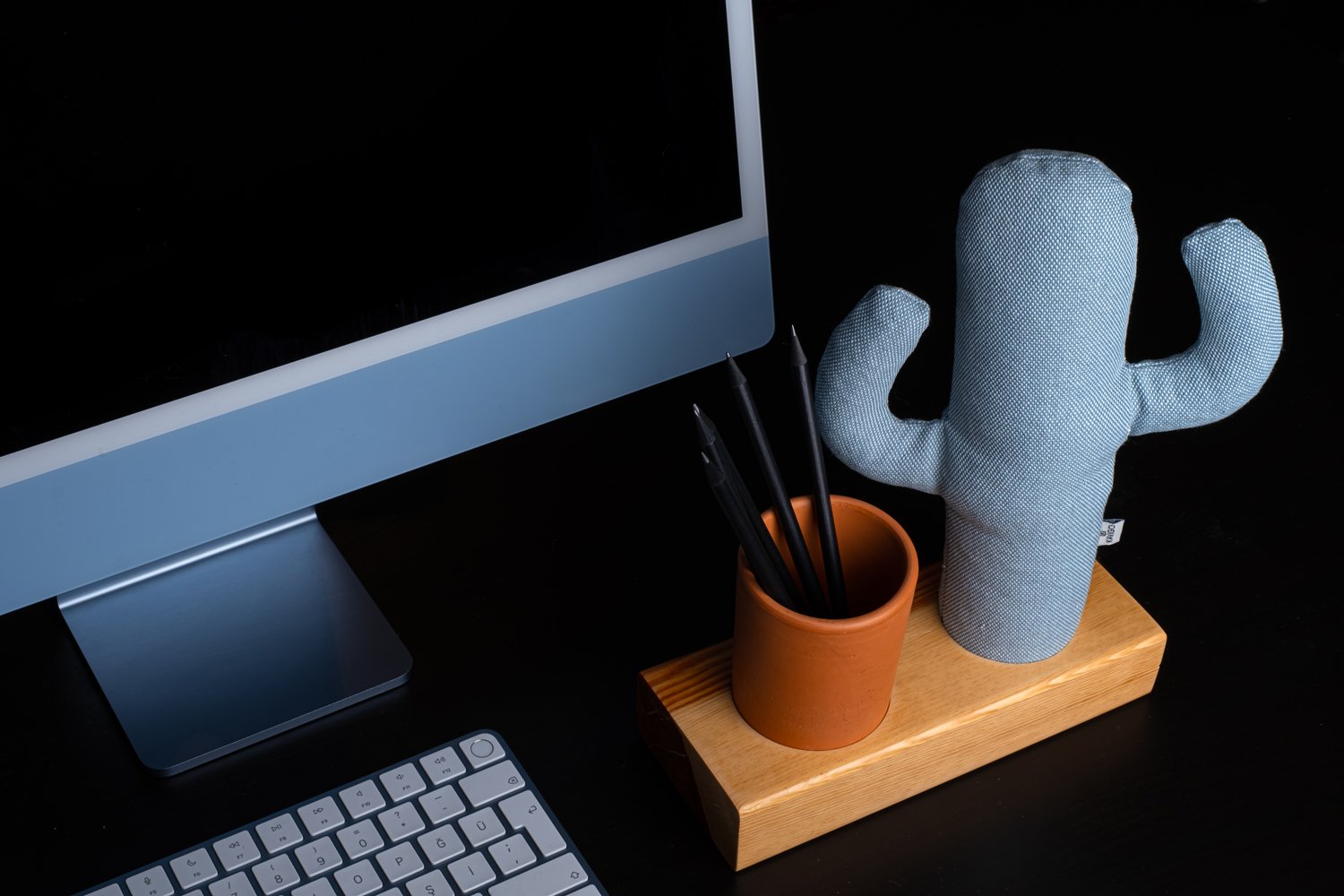 Kayigo-Lavender Kalemlik & Notluk Mavi Kaktüs-Masaüstü Organizer-3-Milagron.com