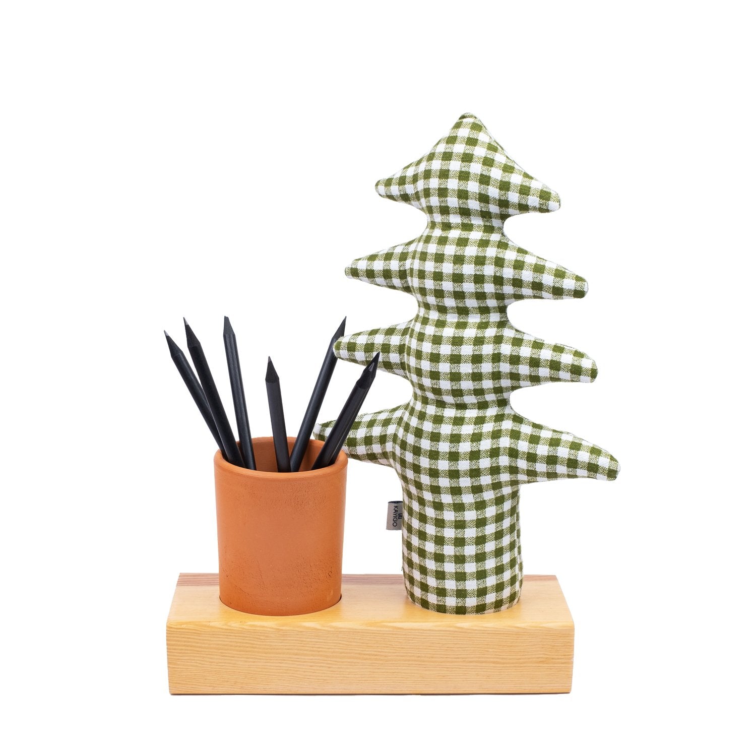 Kayigo-Lavender Kalemlik & Notluk Yeşil Pötikareli çam-Masaüstü Organizer-1-Milagron.com