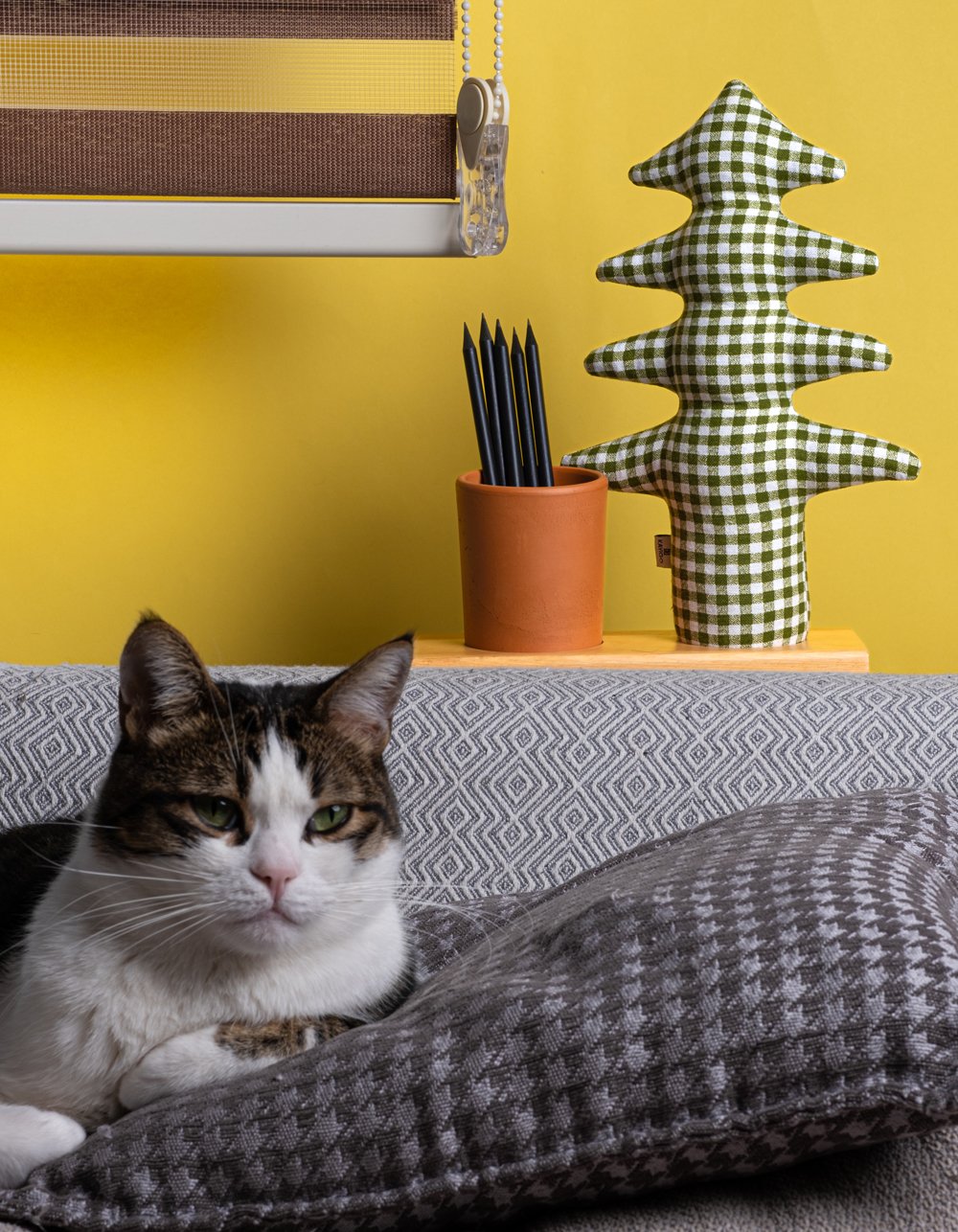 Kayigo-Lavender Kalemlik & Notluk Yeşil Pötikareli çam-Masaüstü Organizer-4-Milagron.com