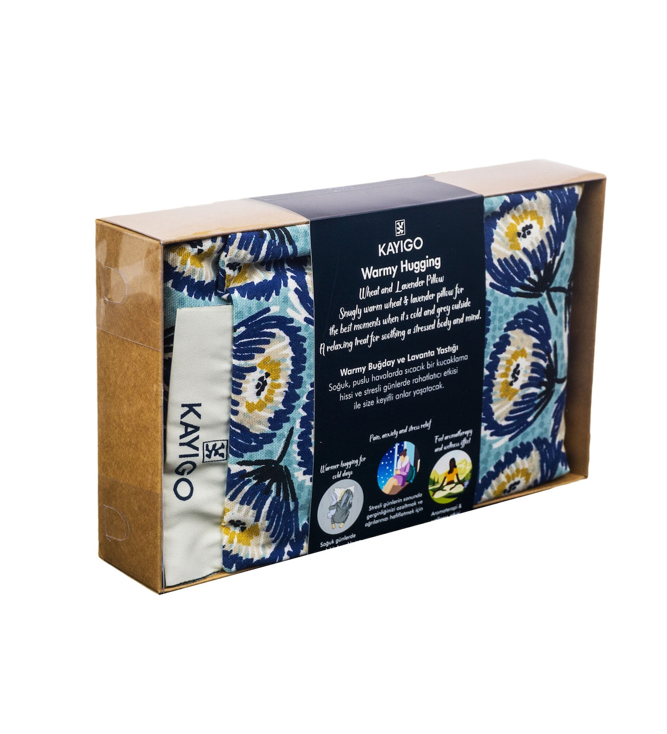 Kayigo-Warmy Lavantalı Ilık Sarılma Yastığı Mavi çiçekler-Boyun Yastığı-2-Milagron.com