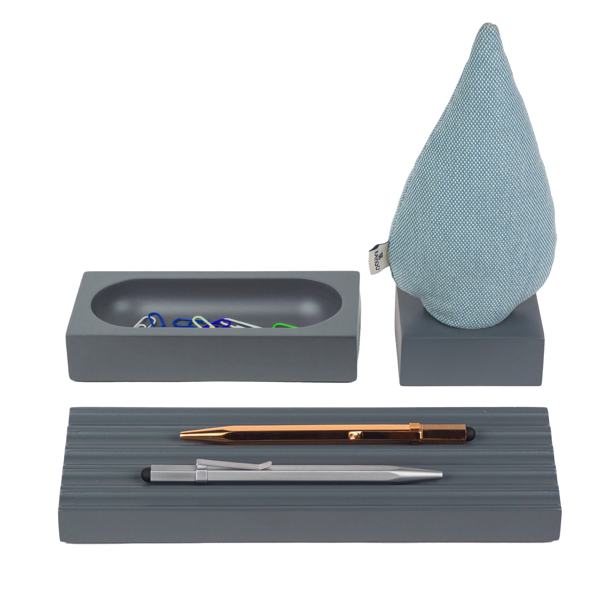 Kayigo-Woody Gri üçlü Ofis Seti Mavi Ladin-Masaüstü Organizer-1-Milagron.com