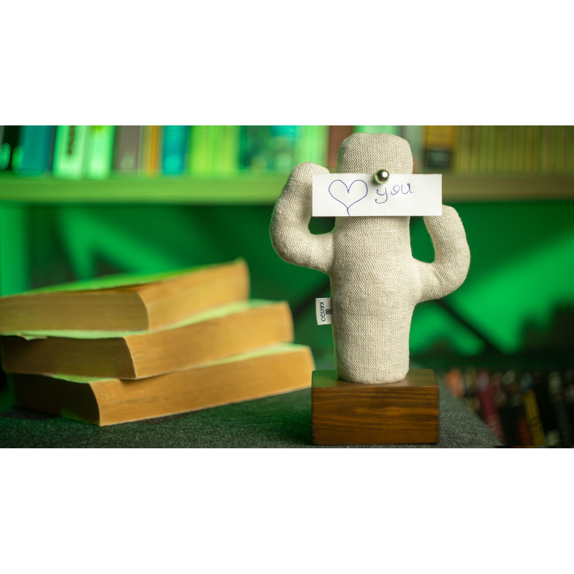 Kayigo-Woody Koyu Kahverengi Ahşap üçlü Ofis Seti Bej Kaktüs-Masaüstü Organizer-6-Milagron.com