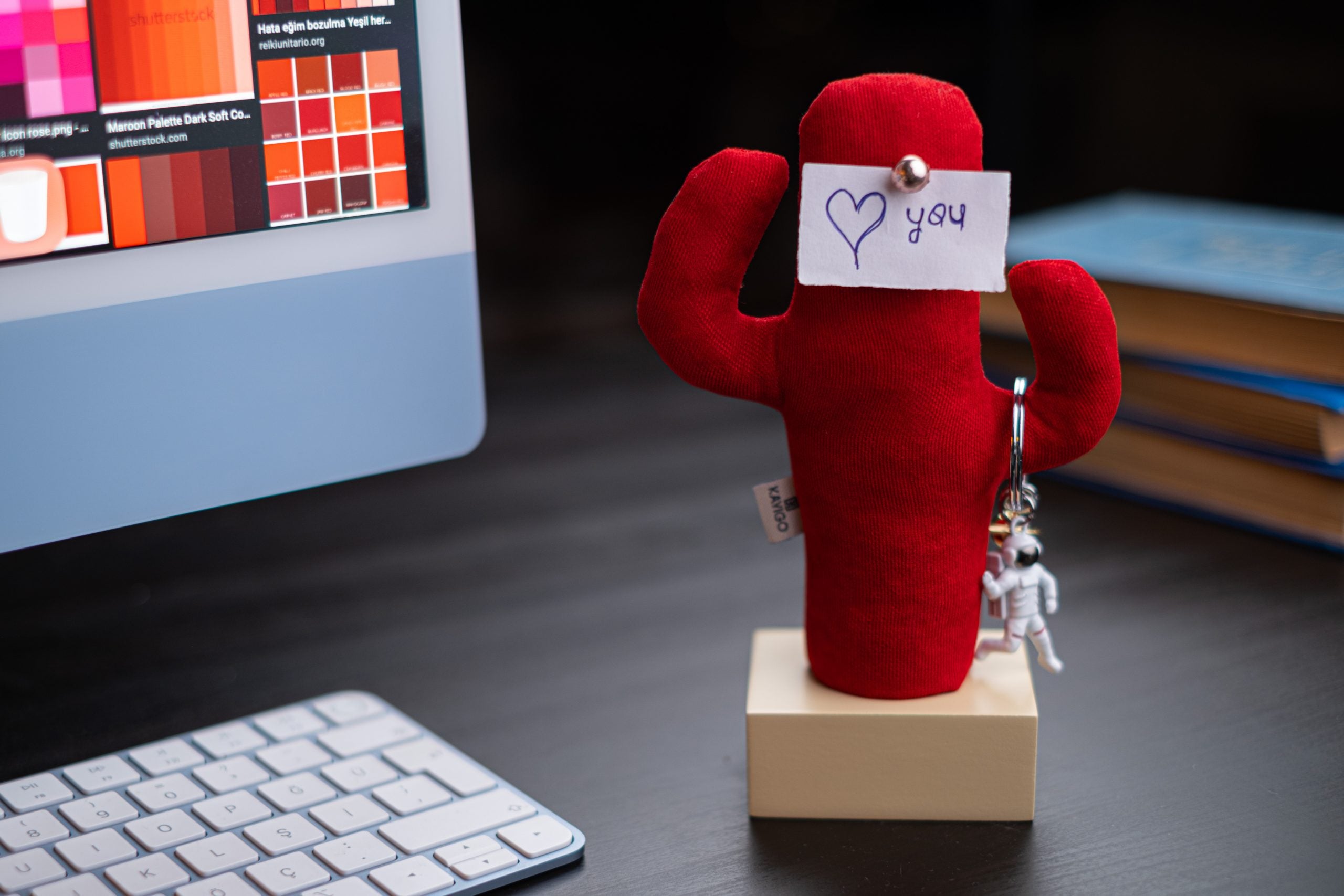 Kayigo-Woody Krem üçlü Ofis Seti Kırmızı Cactus-Masaüstü Organizer-5-Milagron.com