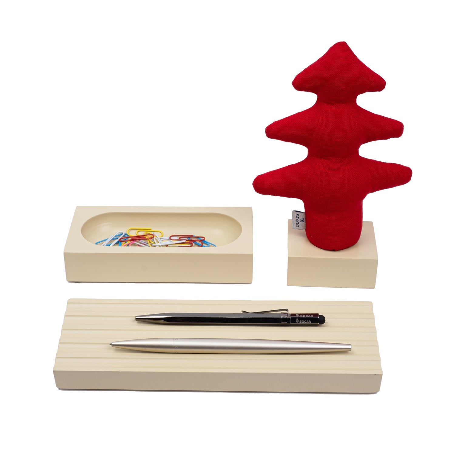 Kayigo-Woody Krem üçlü Ofis Seti Kırmızı çam-Masaüstü Organizer-1-Milagron.com