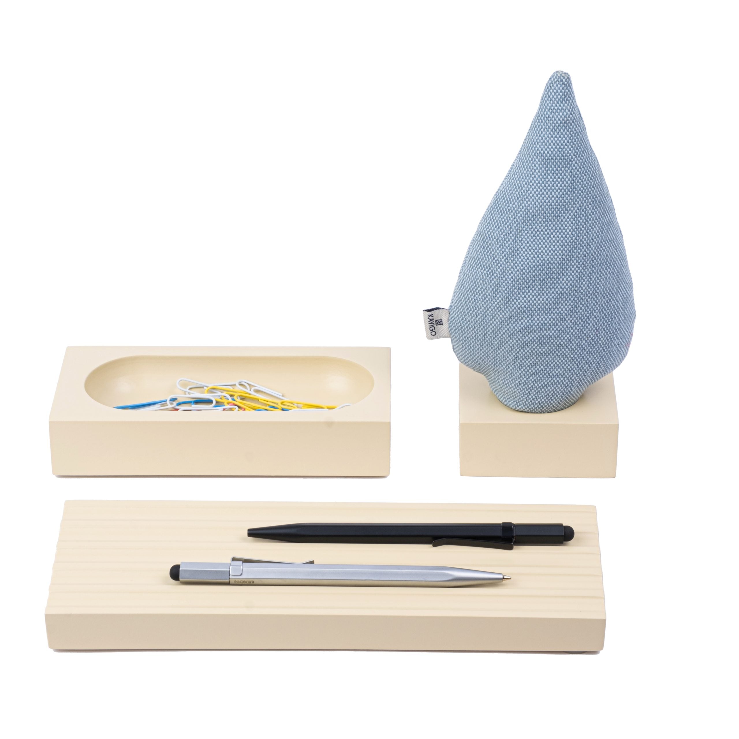 Kayigo-Woody Krem üçlü Ofis Seti Mavi Ladin-Masaüstü Organizer-1-Milagron.com