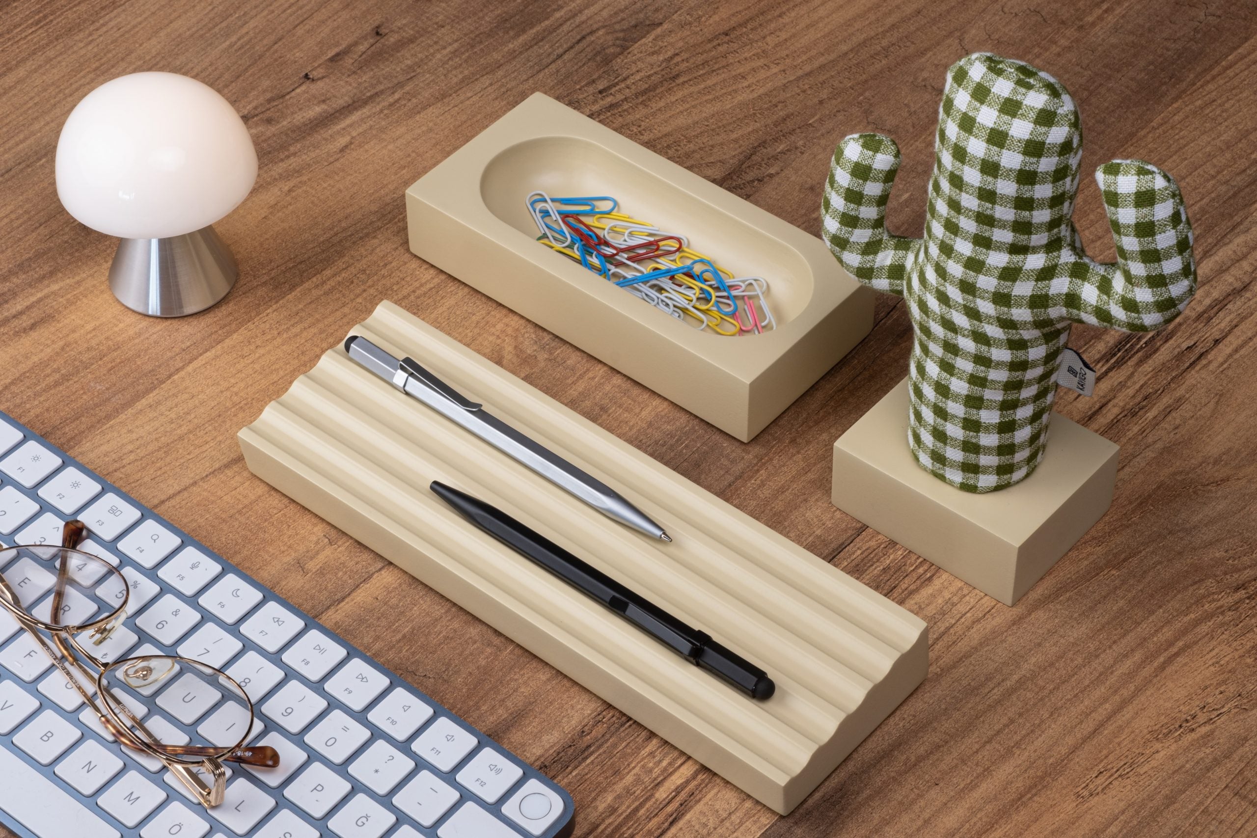 Kayigo-Woody Krem üçlü Ofis Seti Pötikareli Cactus-Masaüstü Organizer-2-Milagron.com