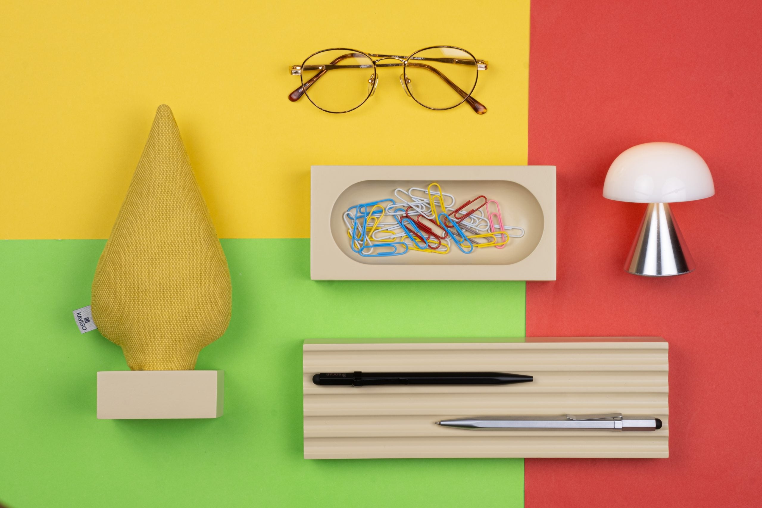 Kayigo-Woody Krem üçlü Ofis Seti Sarı Ladin-Masaüstü Organizer-2-Milagron.com