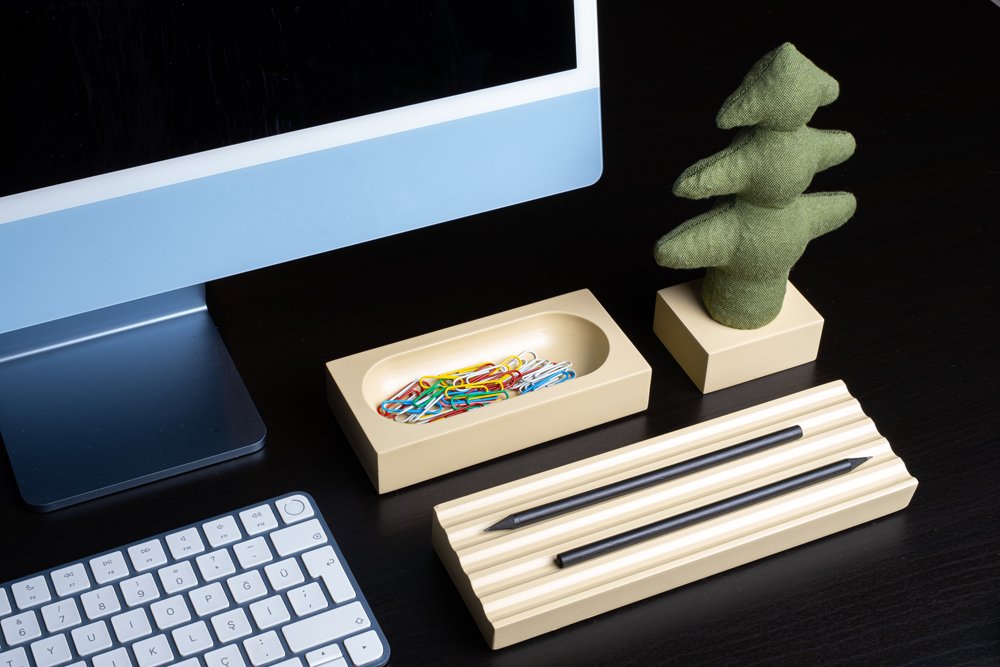 Kayigo-Woody Krem üçlü Ofis Seti Yeşil çam-Masaüstü Organizer-3-Milagron.com