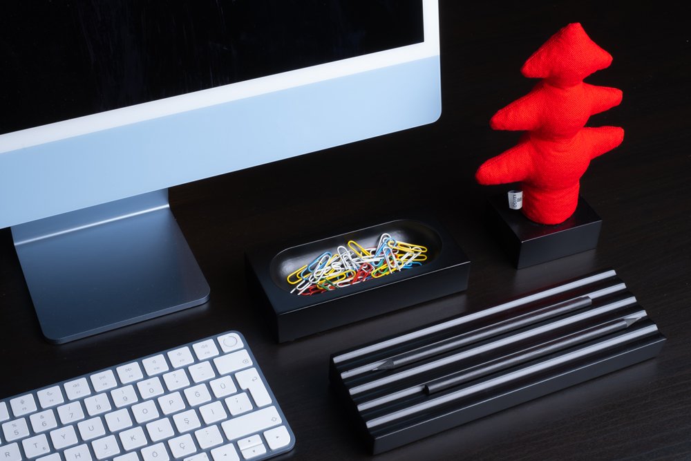 Kayigo-Woody Siyah üçlü Ofis Seti Kırmızı çam-Masaüstü Organizer-2-Milagron.com