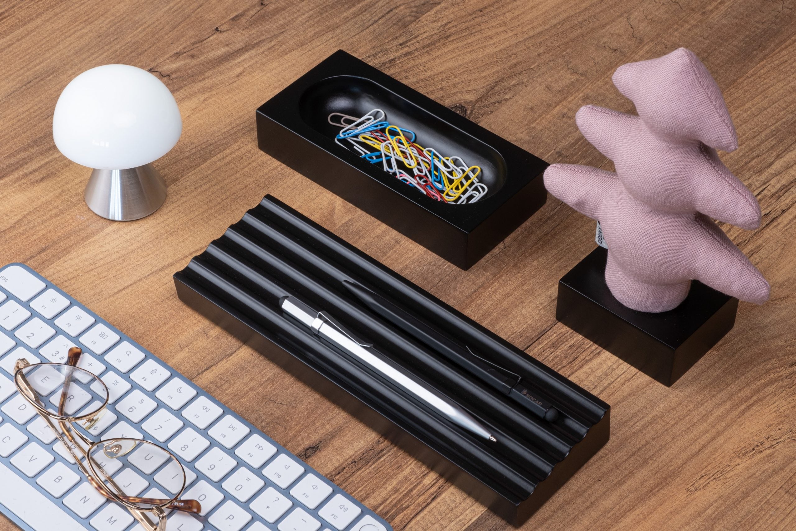 Kayigo-Woody Siyah üçlü Ofis Seti Pembe çam-Masaüstü Organizer-4-Milagron.com