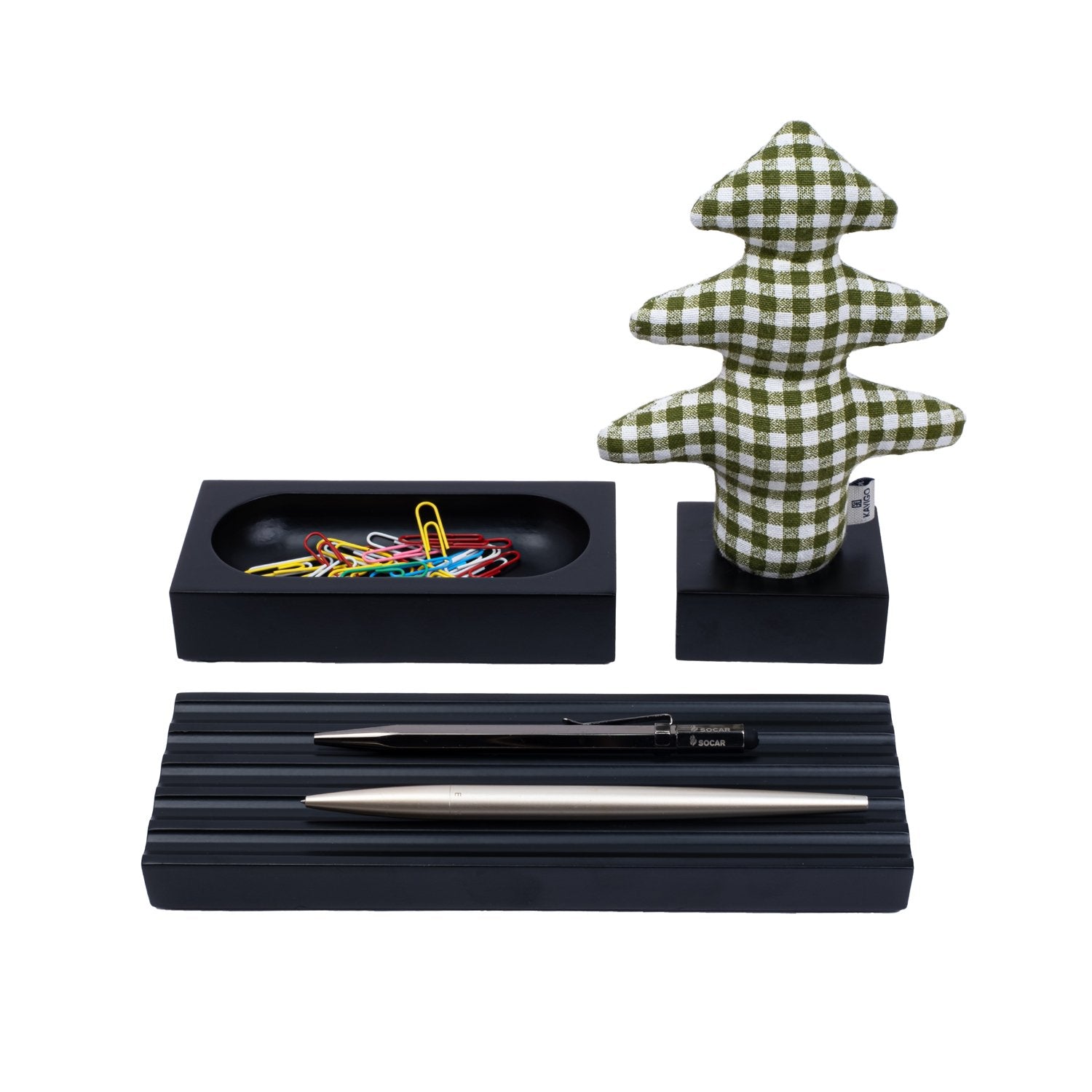 Kayigo-Woody Siyah üçlü Ofis Seti Pötikareli çam-Masaüstü Organizer-1-Milagron.com