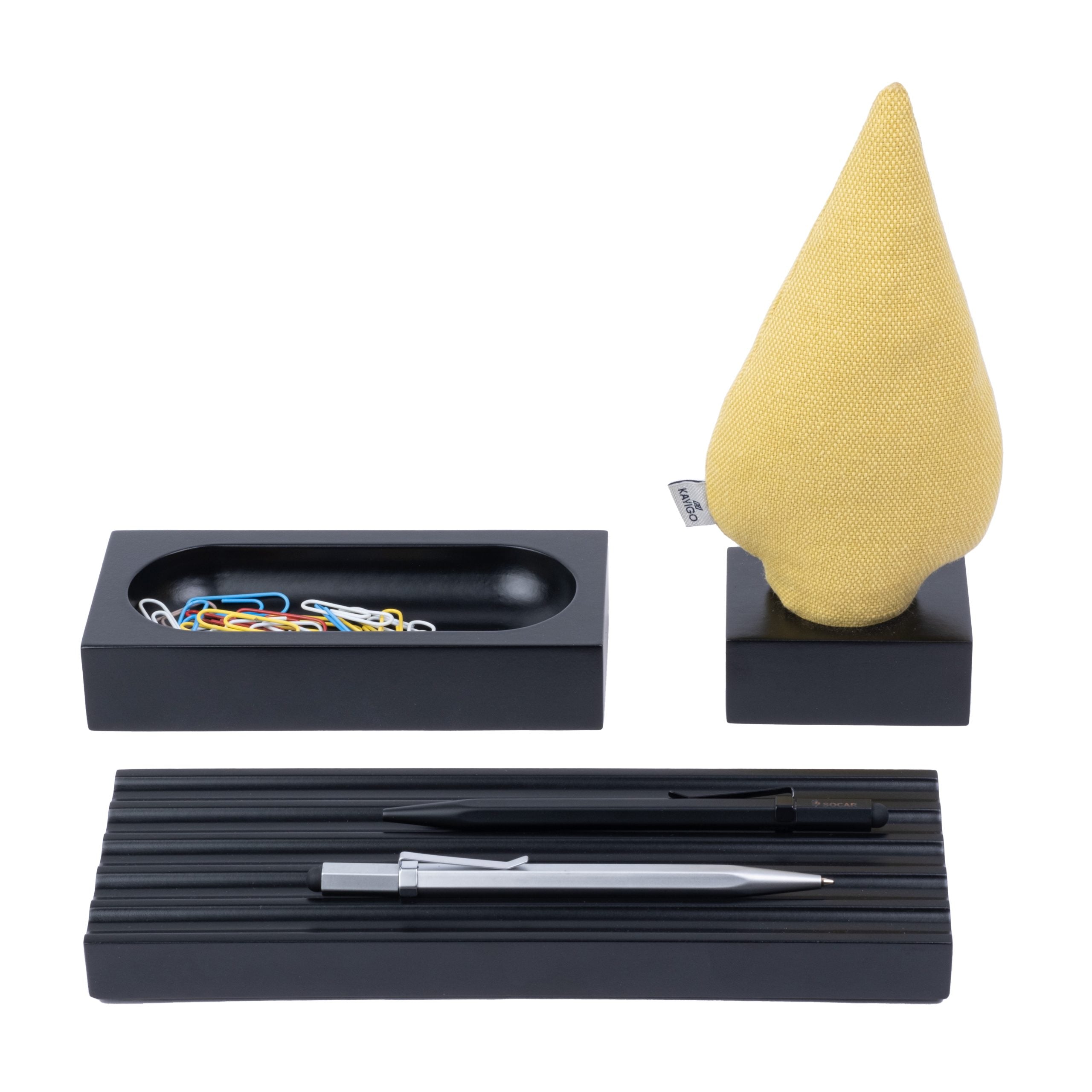 Kayigo-Woody Siyah üçlü Ofis Seti Sarı Ladin-Masaüstü Organizer-1-Milagron.com