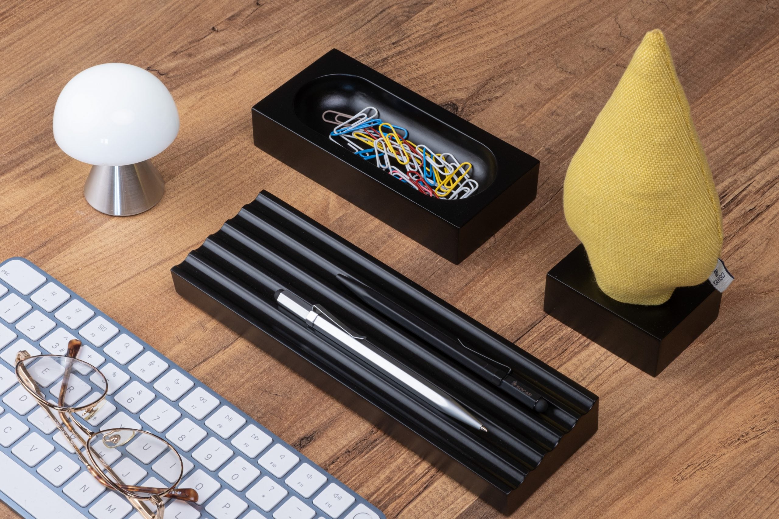 Kayigo-Woody Siyah üçlü Ofis Seti Sarı Ladin-Masaüstü Organizer-3-Milagron.com