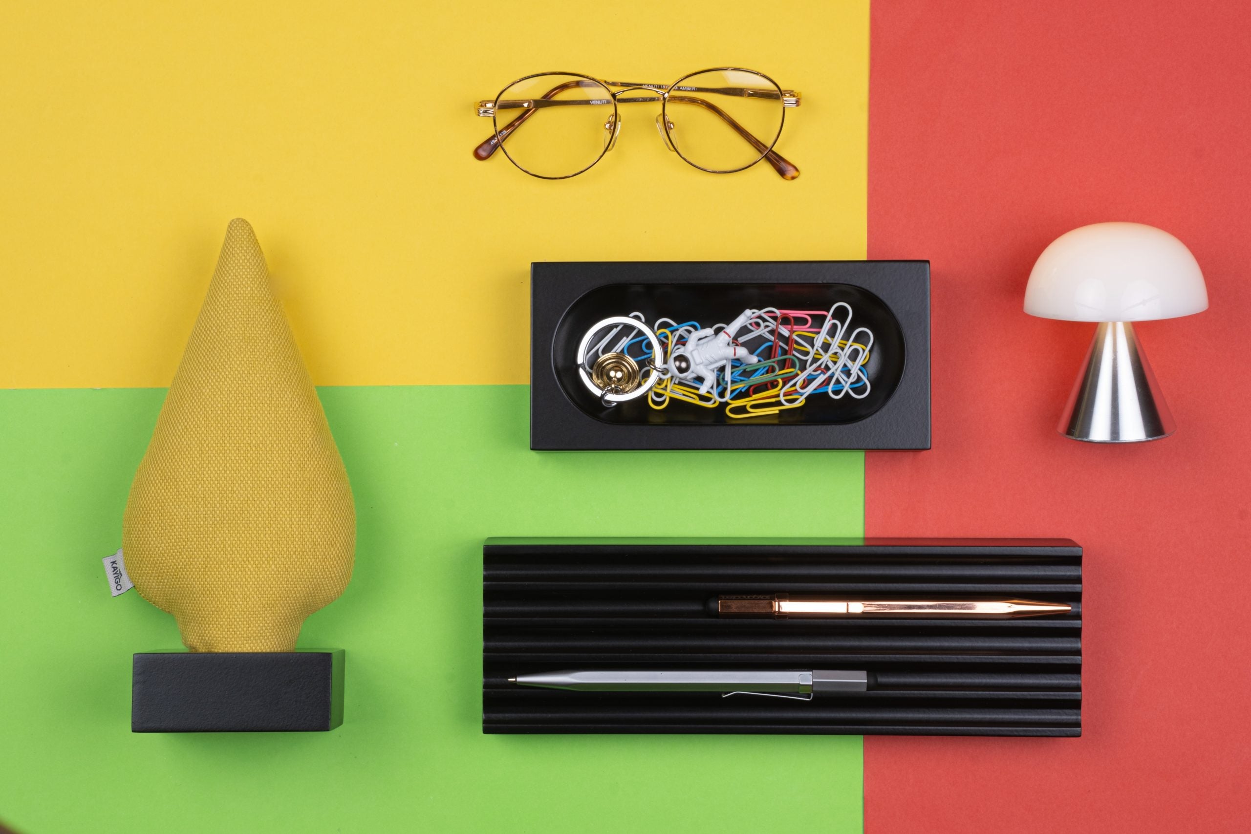 Kayigo-Woody Siyah üçlü Ofis Seti Sarı Ladin-Masaüstü Organizer-4-Milagron.com