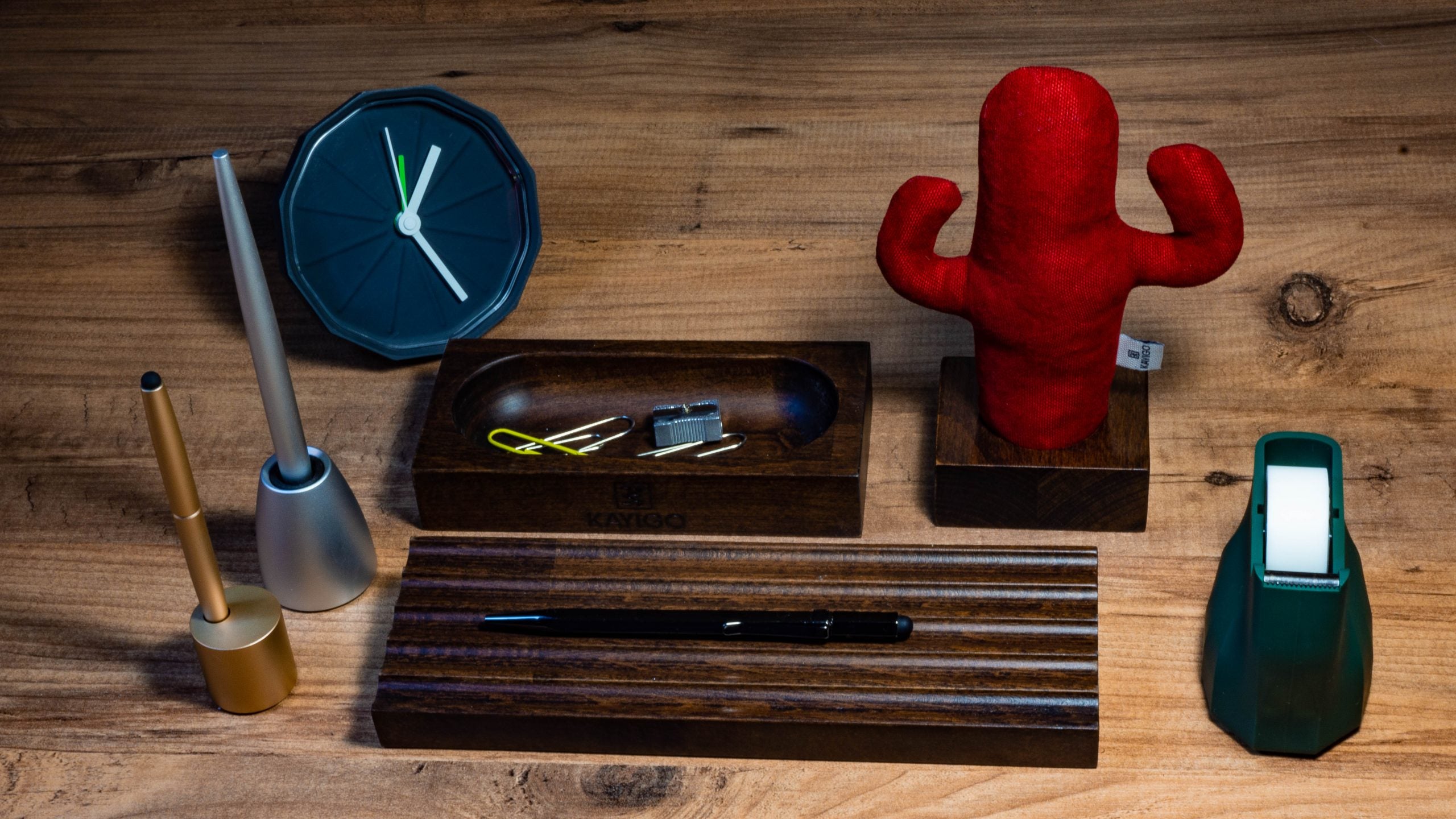 Kayigo-Woody üçlü Ofis Seti Koyu Kahverengi-Masaüstü Organizer-3-Milagron.com