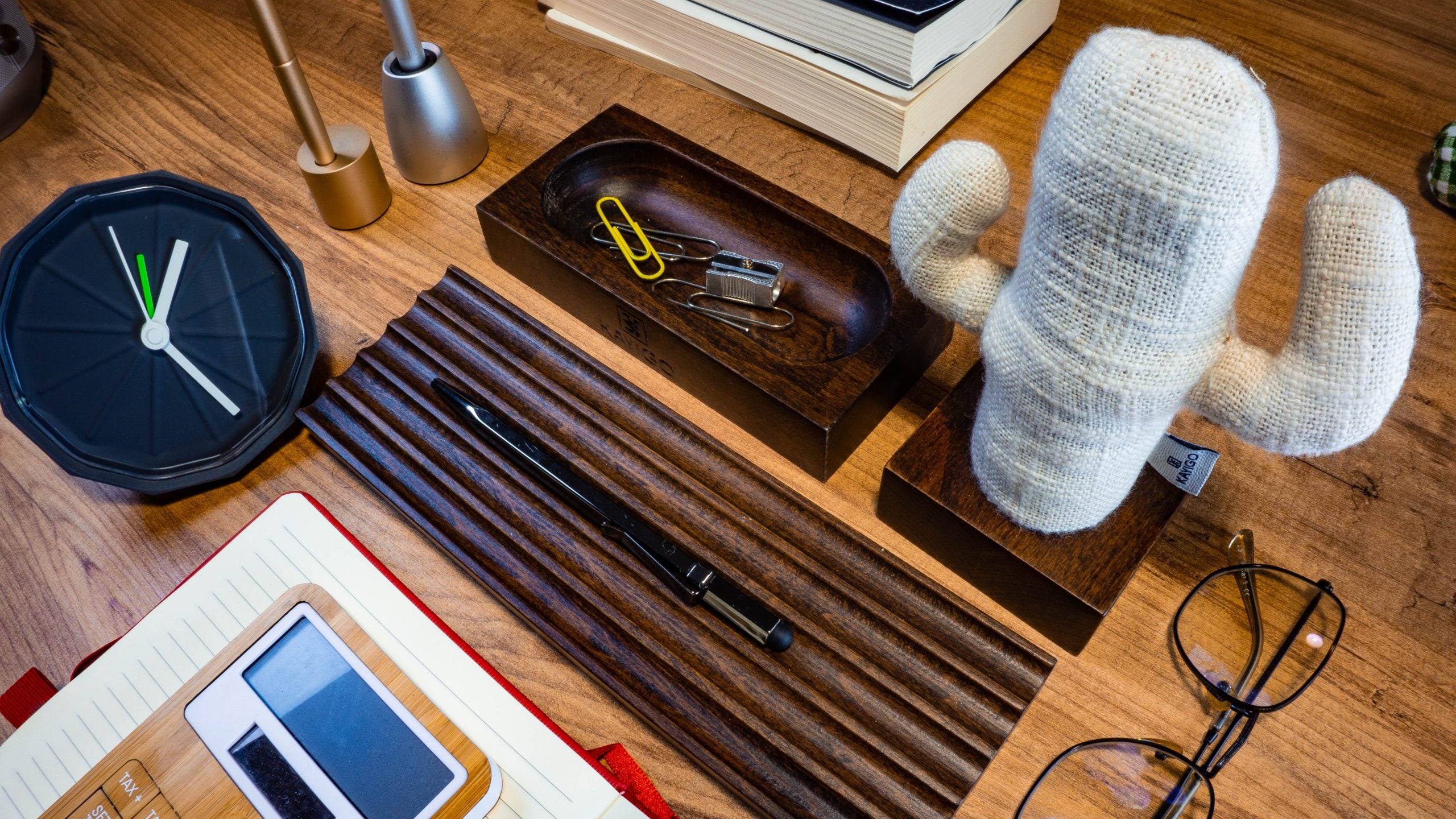 Kayigo-Woody üçlü Ofis Seti Koyu Kahverengi-Masaüstü Organizer-3-Milagron.com