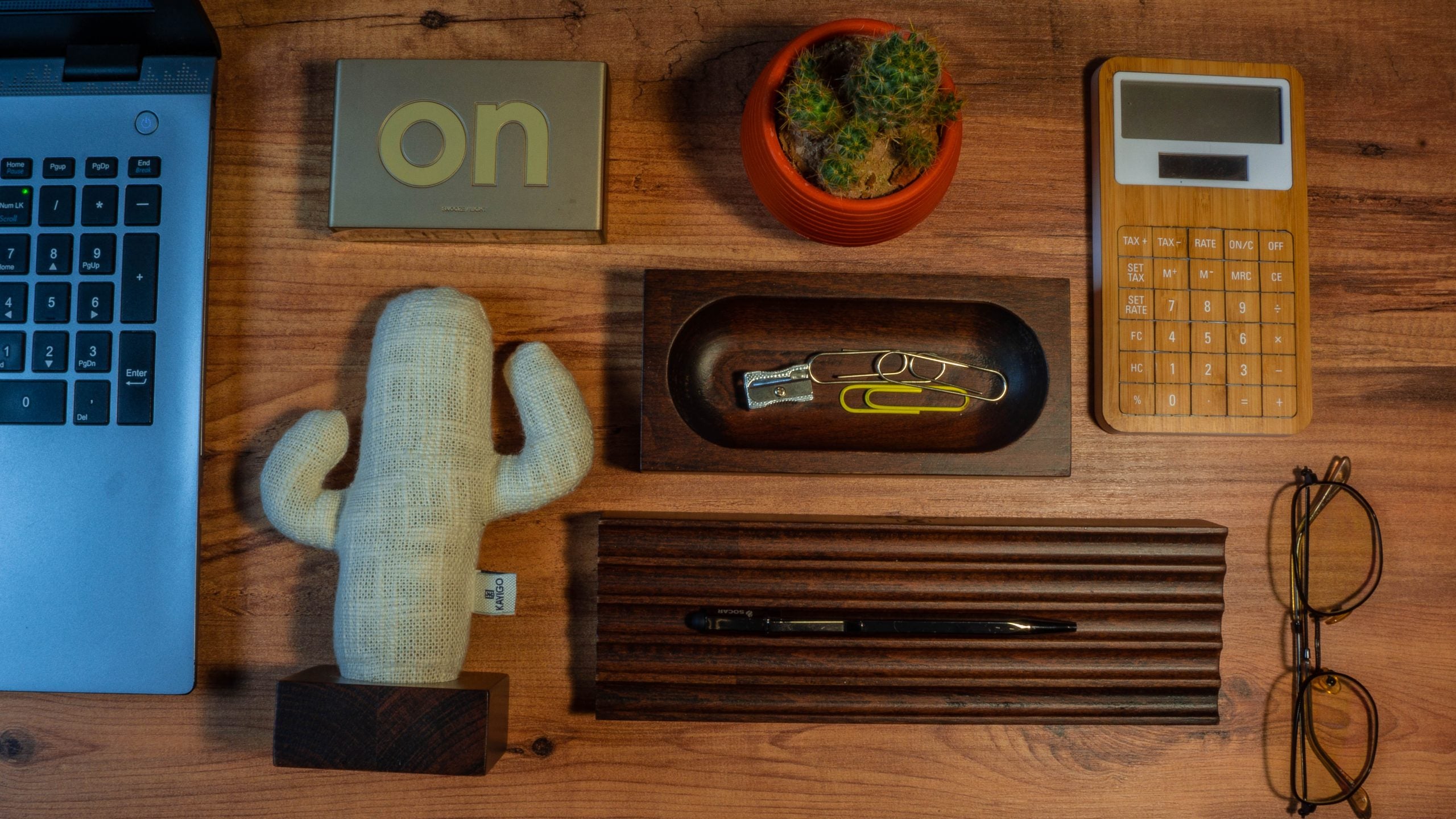 Kayigo-Woody üçlü Ofis Seti Koyu Kahverengi-Masaüstü Organizer-5-Milagron.com