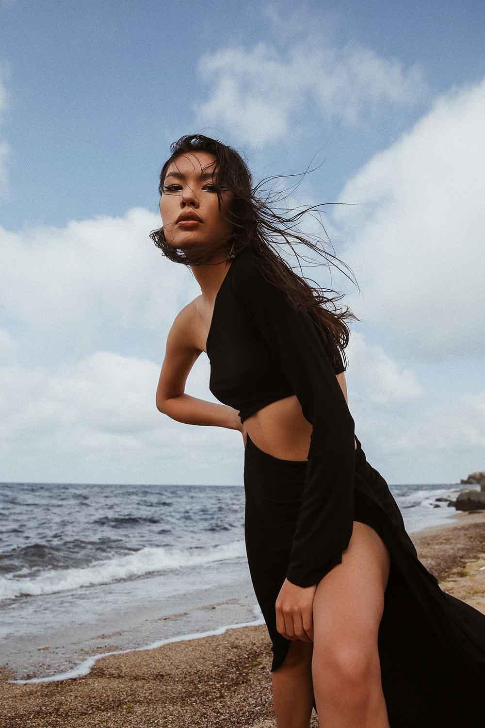 LA LOUVE-Night Butterfly Siyah Uzun Elbise-Elbise-2-Milagron.com