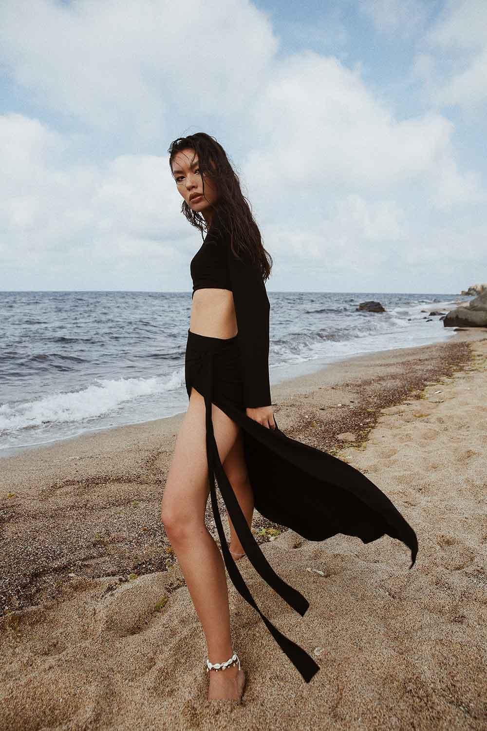 LA LOUVE-Night Butterfly Siyah Uzun Elbise-Elbise-3-Milagron.com