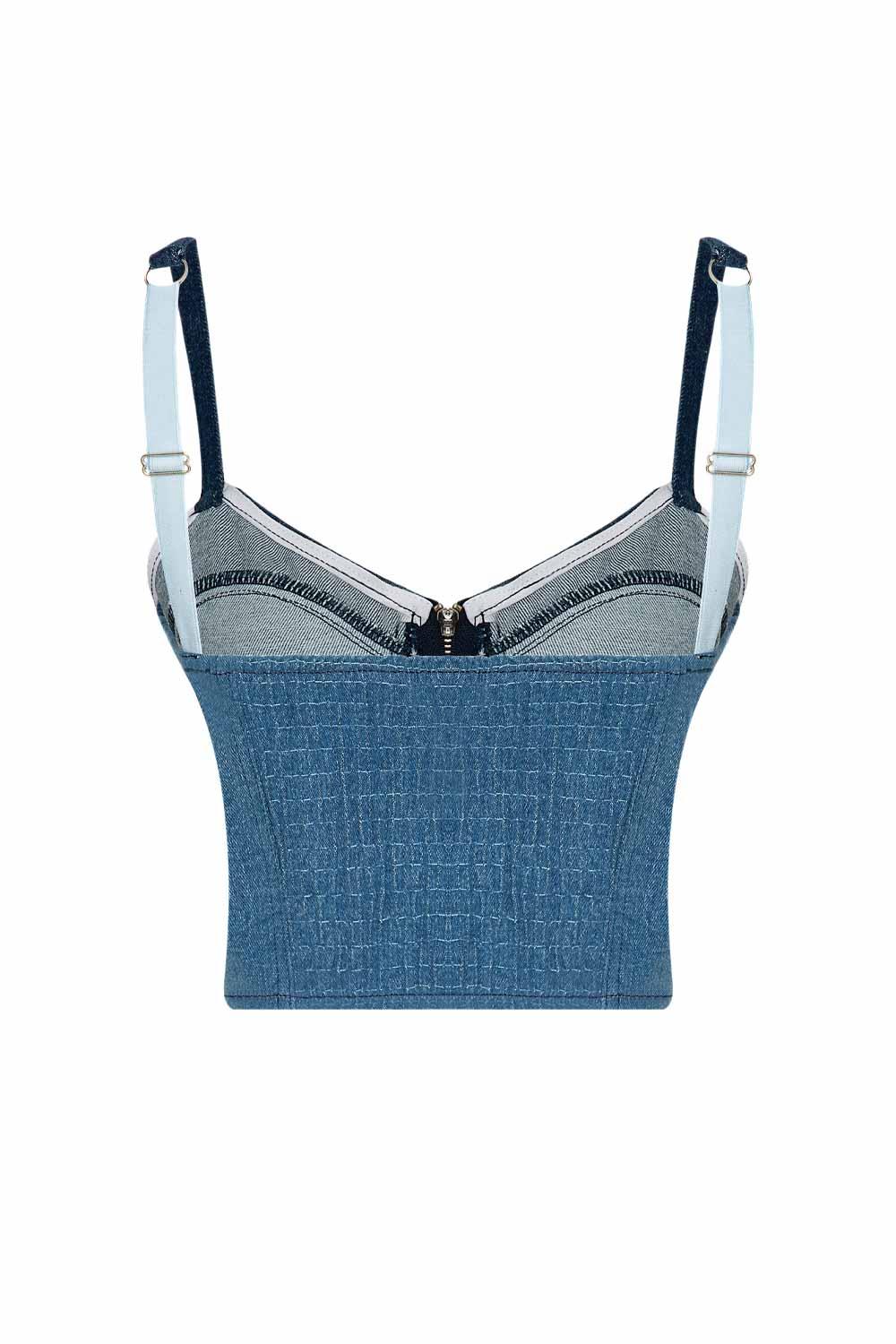 LA LOUVE-Pigeon Denim Büstüyer-Bluz-2-Milagron.com