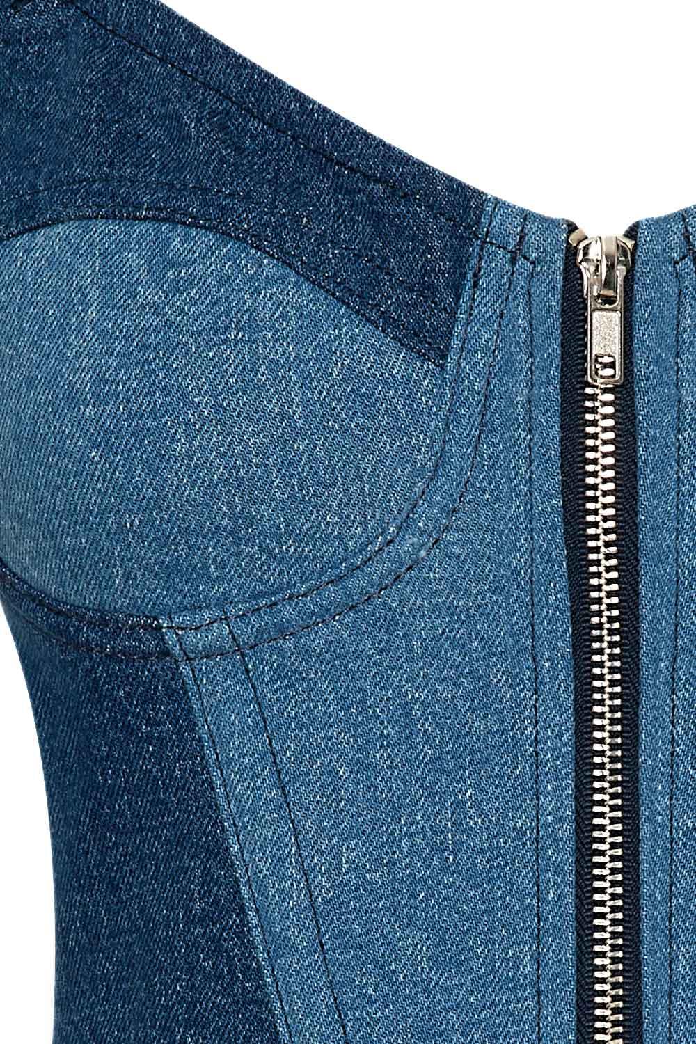 LA LOUVE-Pigeon Denim Büstüyer-Bluz-3-Milagron.com