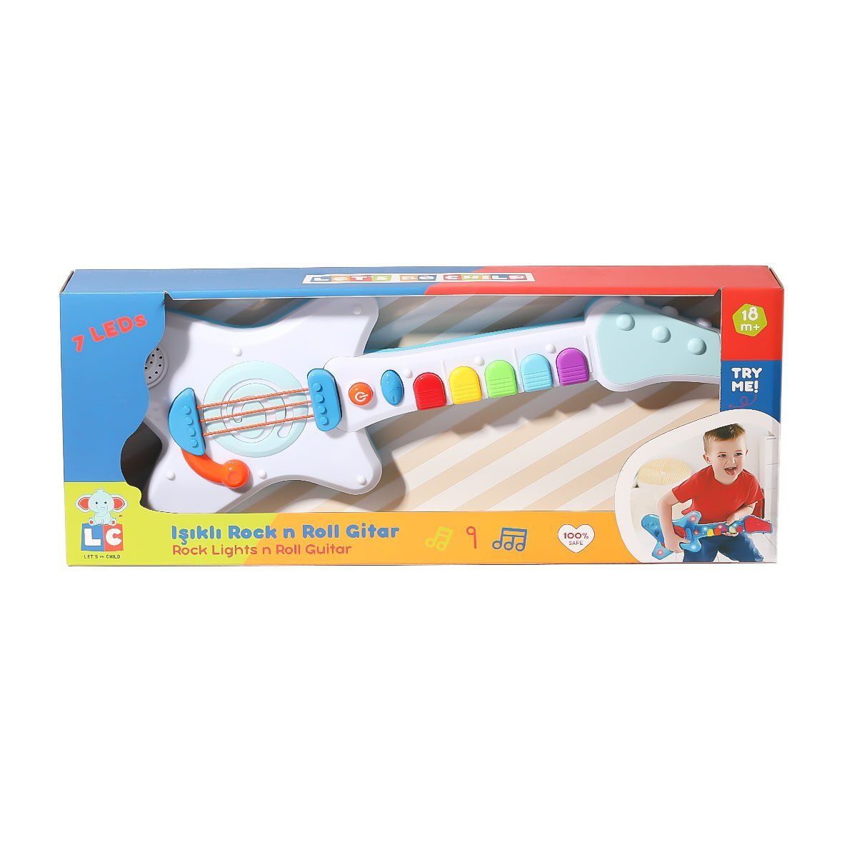 Let's Be Child-Işıklı Müzikli Ve Çok Fonksiyonlu Rock'n Roll Gitar-Bebek Oyuncakları-1-Milagron.com
