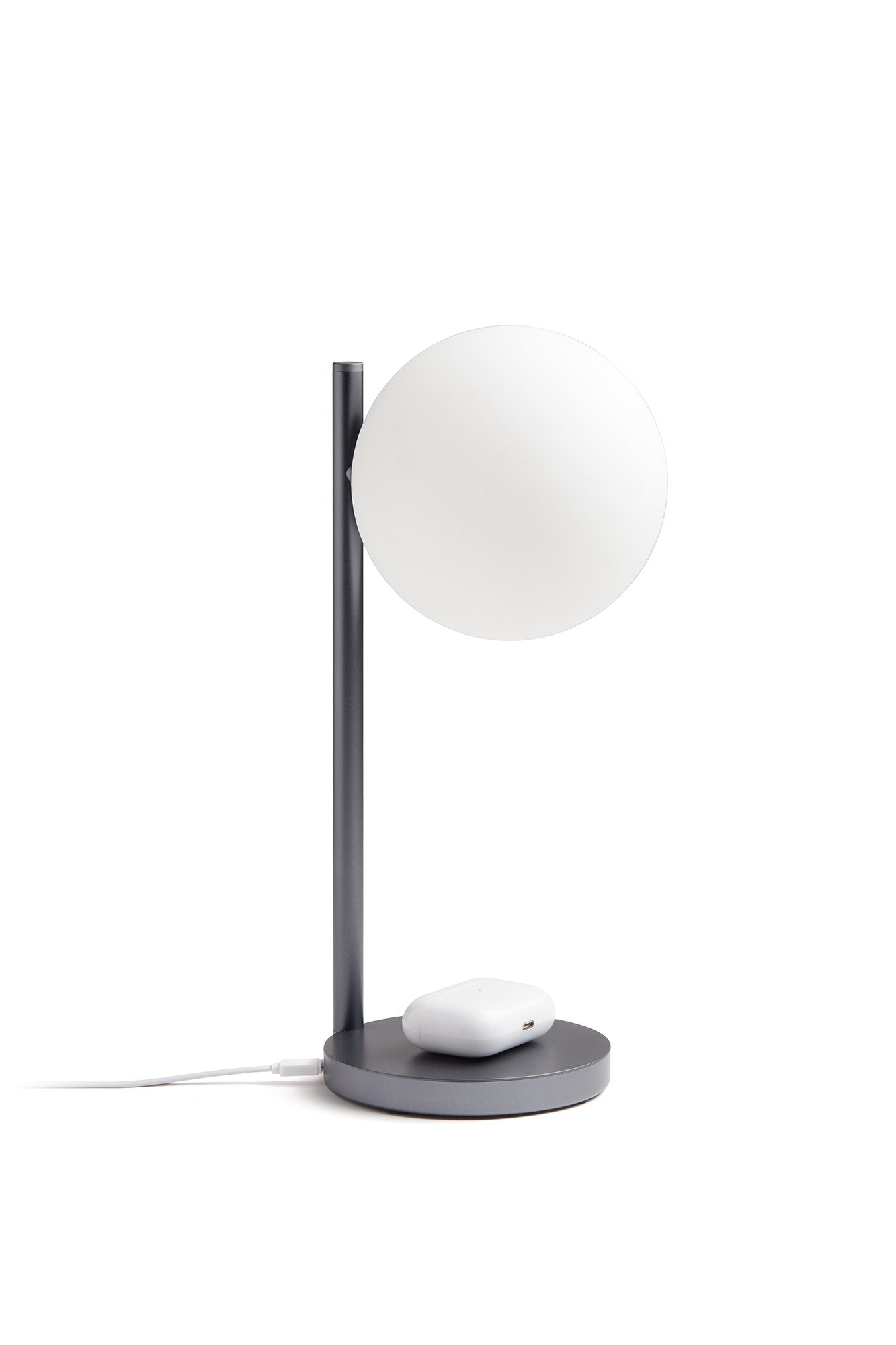 Lexon-Bubble Aydınlatma & şarj Cihazı Metalik Gri-Kablosuz Şarj Aleti-2-Milagron.com