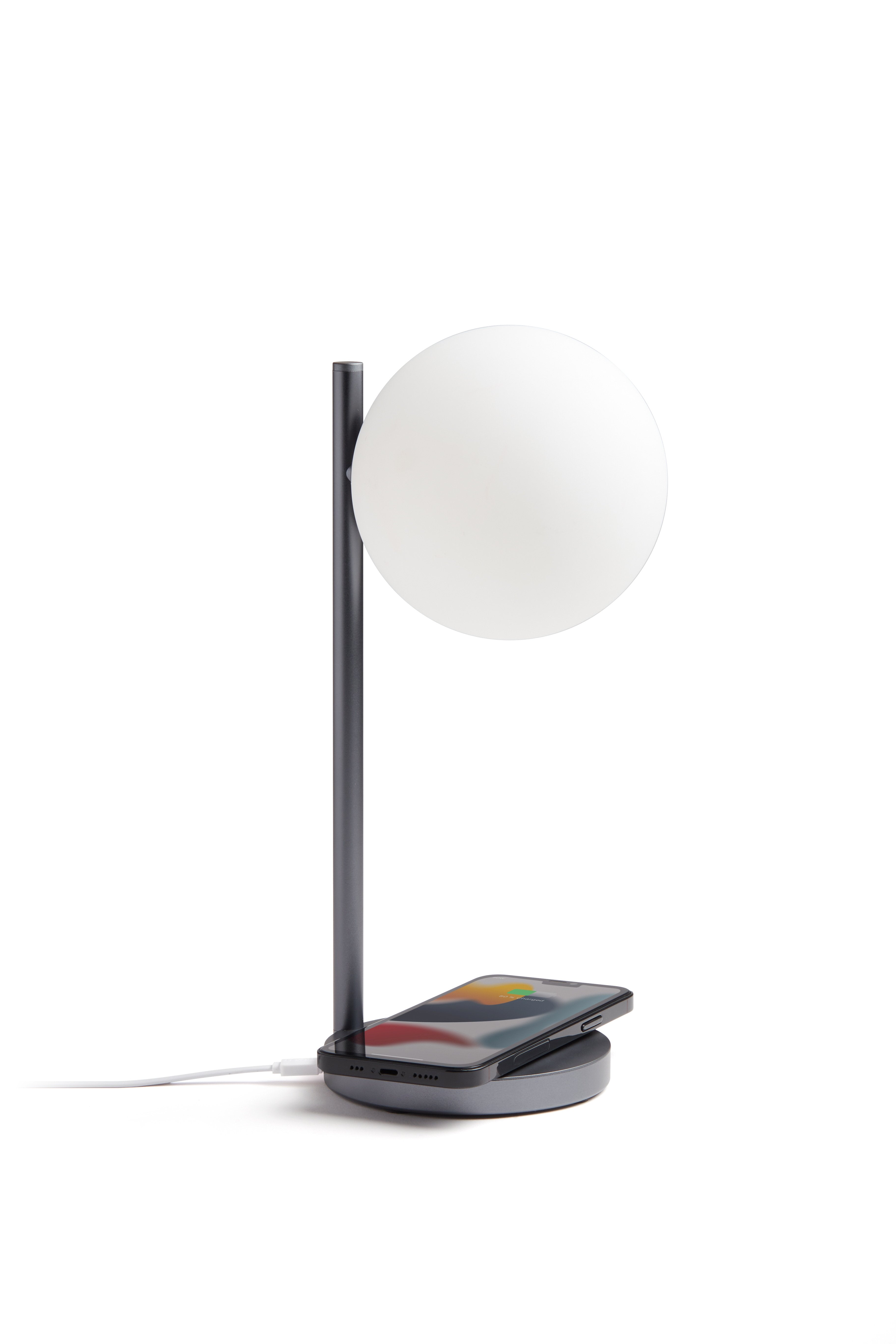 Lexon-Bubble Aydınlatma & şarj Cihazı Metalik Gri-Kablosuz Şarj Aleti-8-Milagron.com