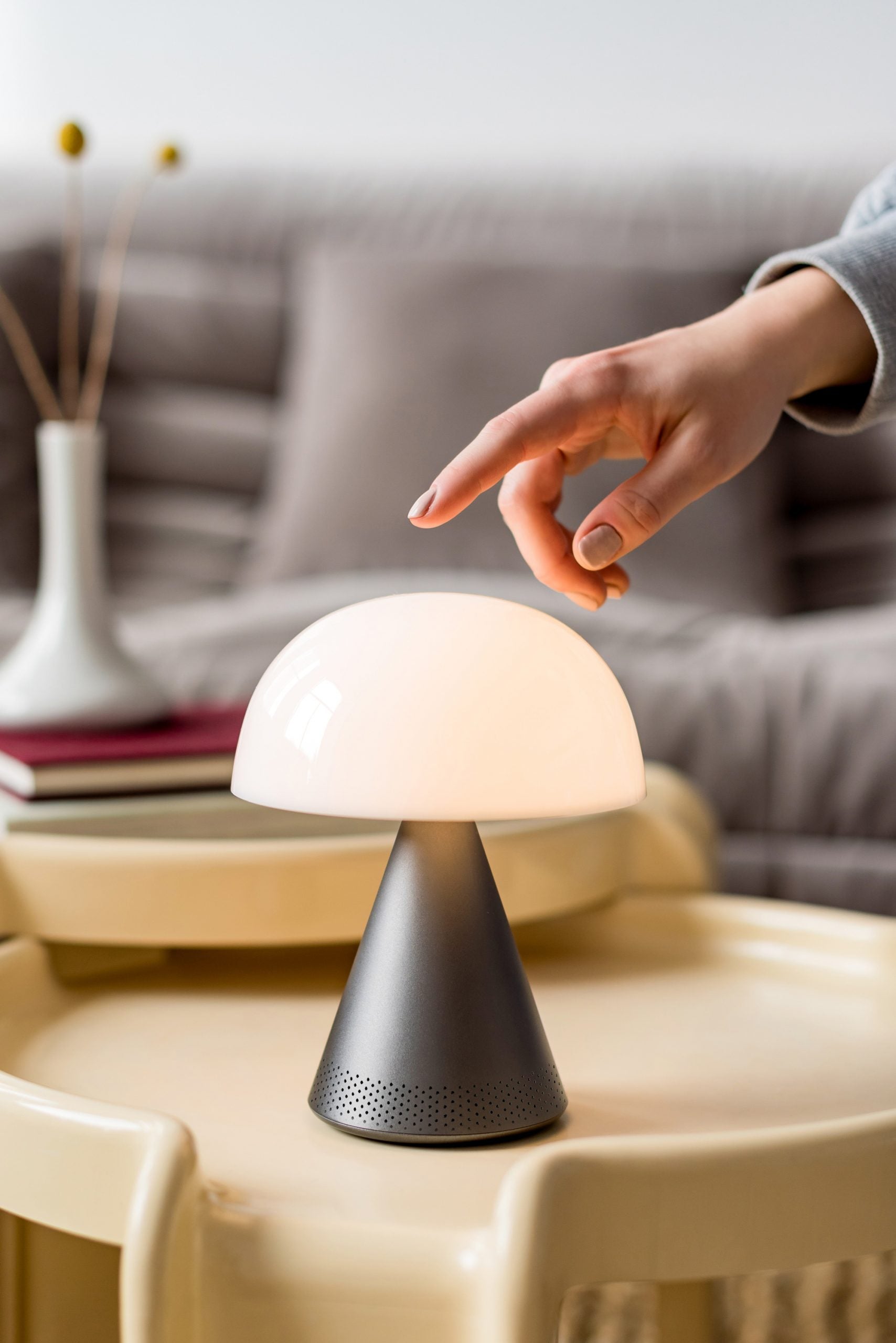 Lexon-Mina L Led Lamba Ve Bluetooth Hoparlör Metalik Gri-Led Lamba-10-Milagron.com