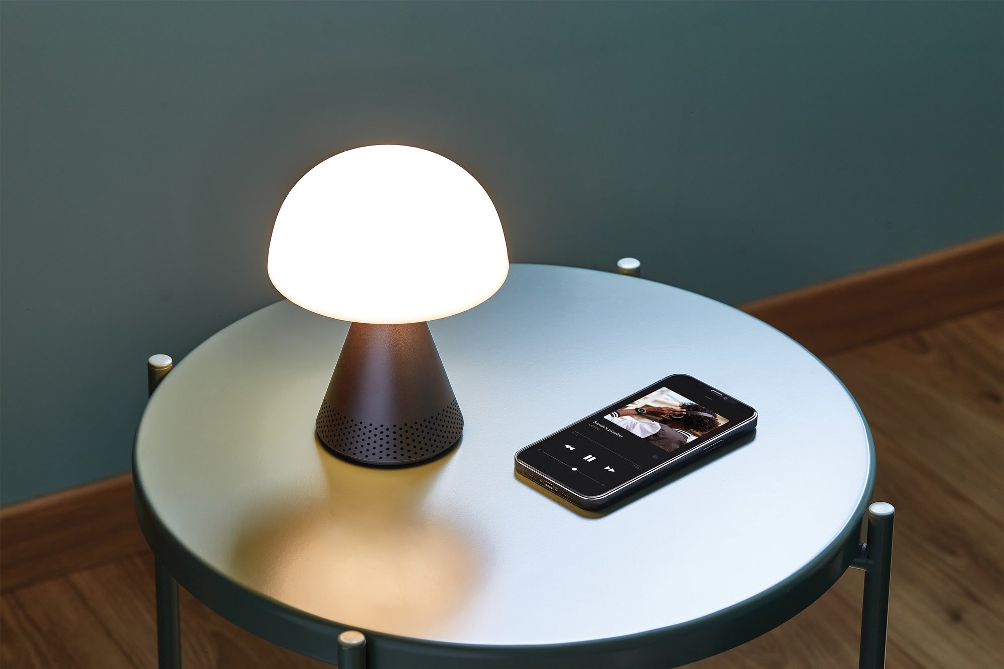 Lexon-Mina L Led Lamba Ve Bluetooth Hoparlör Metalik Gri-Led Lamba-4-Milagron.com
