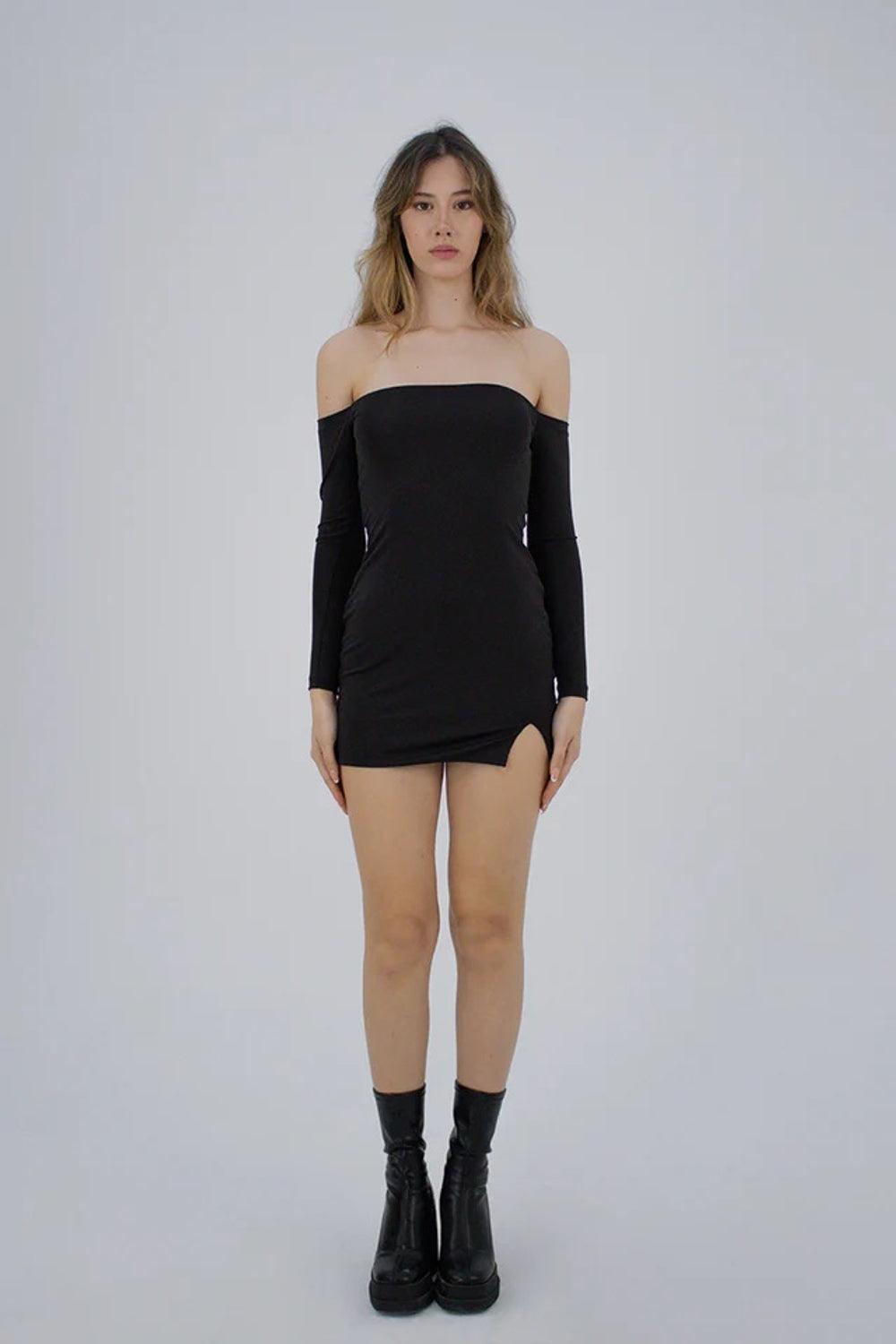 Liquide-SORUNLU - Hailey Elbise Siyah-Elbise-4-Milagron.com