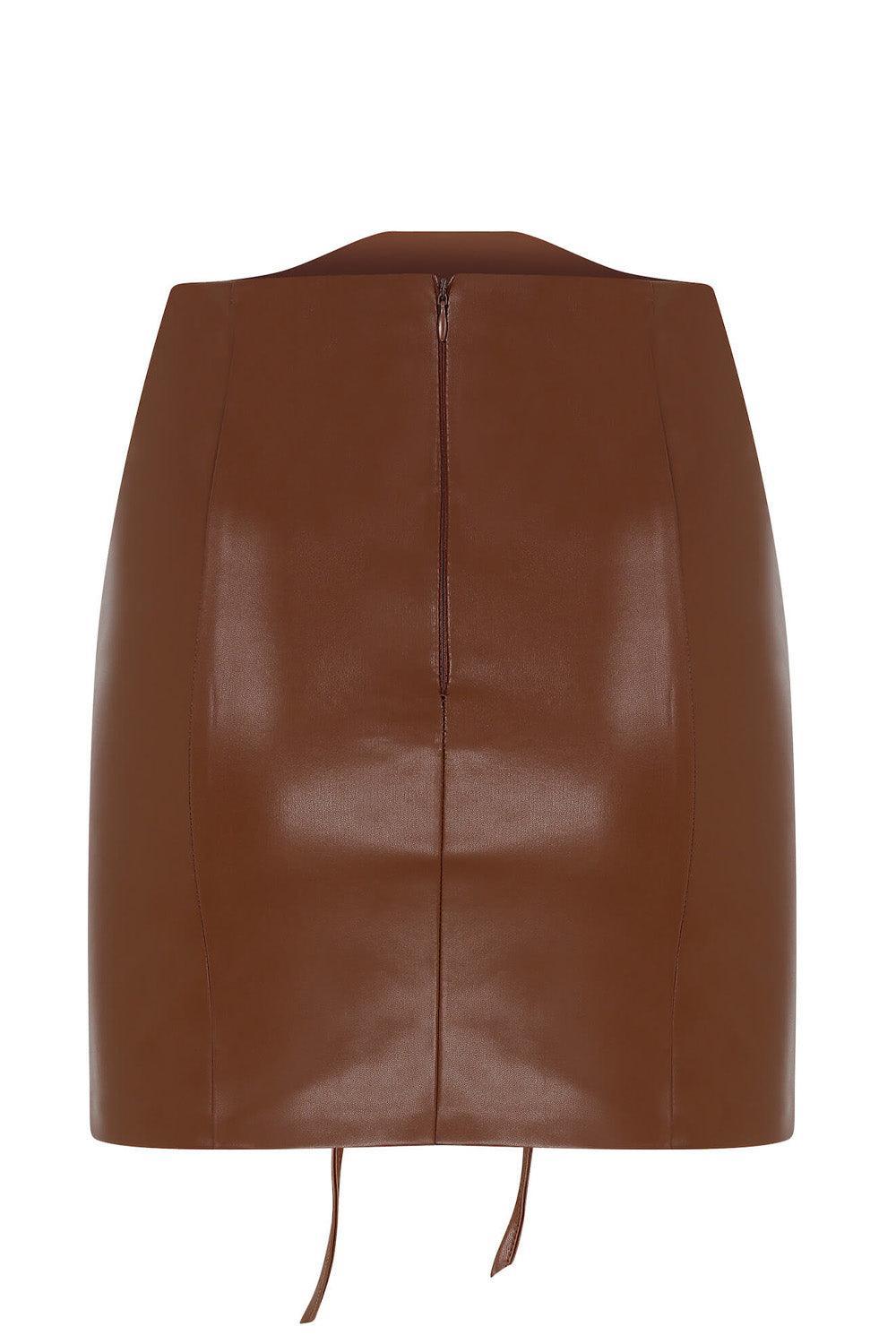 Maeve-Vegan Leather CrissCross Skirt-Etek-3-Milagron.com