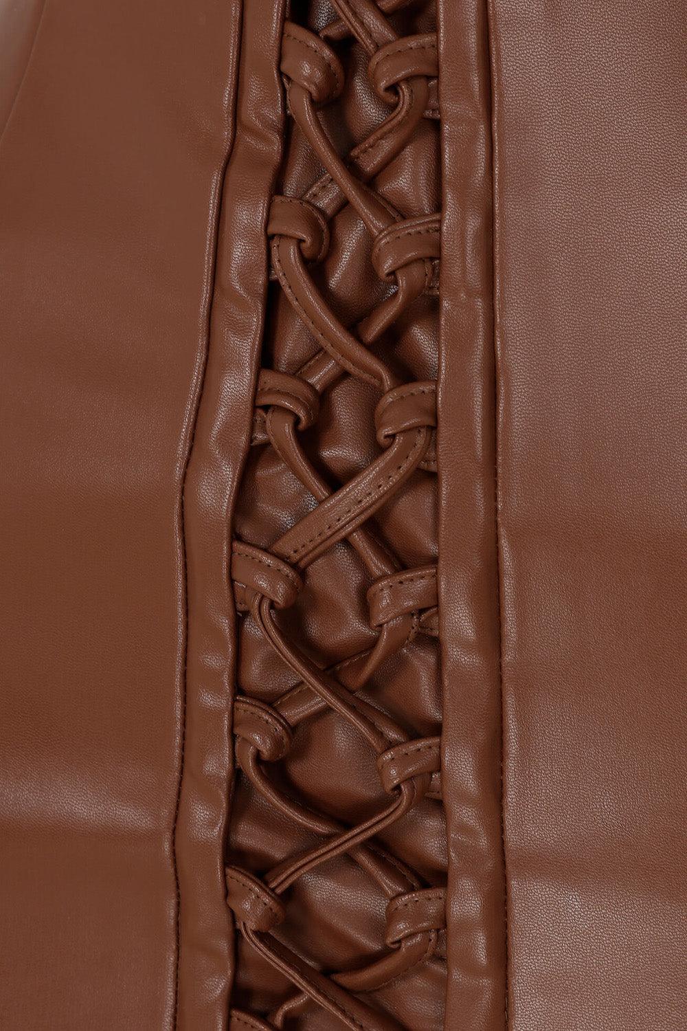 Maeve-Vegan Leather CrissCross Skirt-Etek-4-Milagron.com