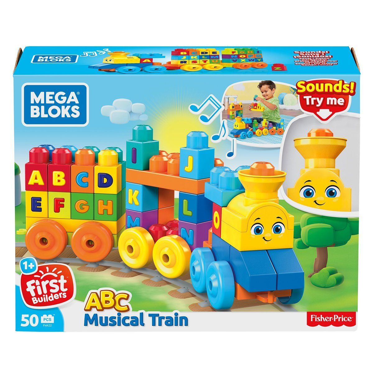 Mega Blocks-Bloks Müzikli Alfabe Treni 50 Parça +1 Yaş-Yapı Oyuncakları-1-Milagron.com