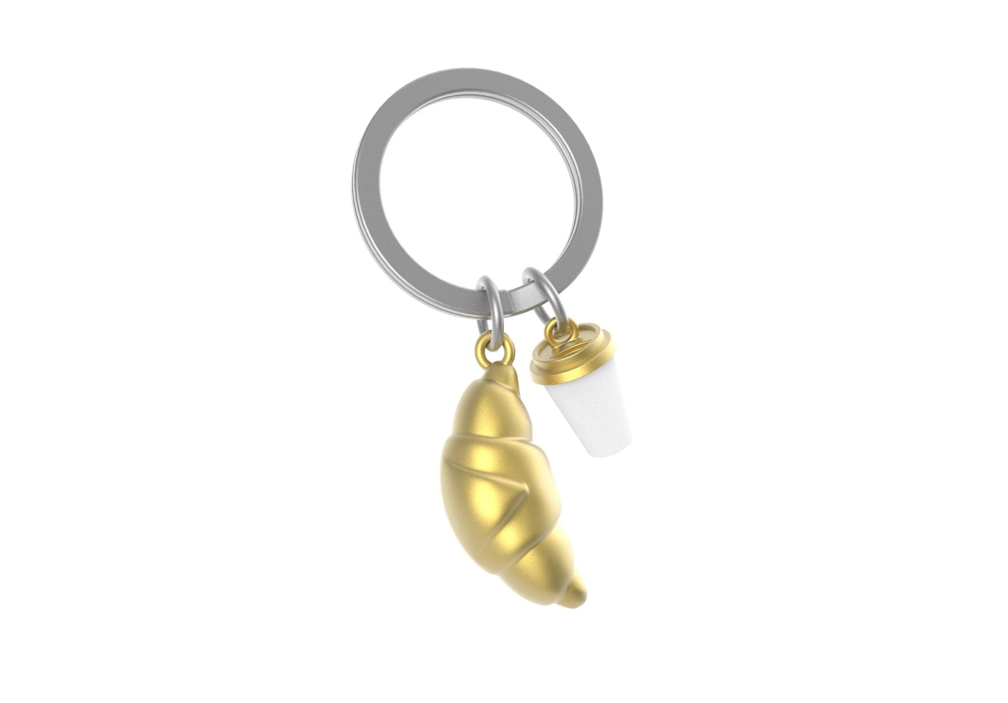 Metalmorphose-Kruvasan & Kahve Fincanı Anahtarlık-Anahtarlık-1-Milagron.com