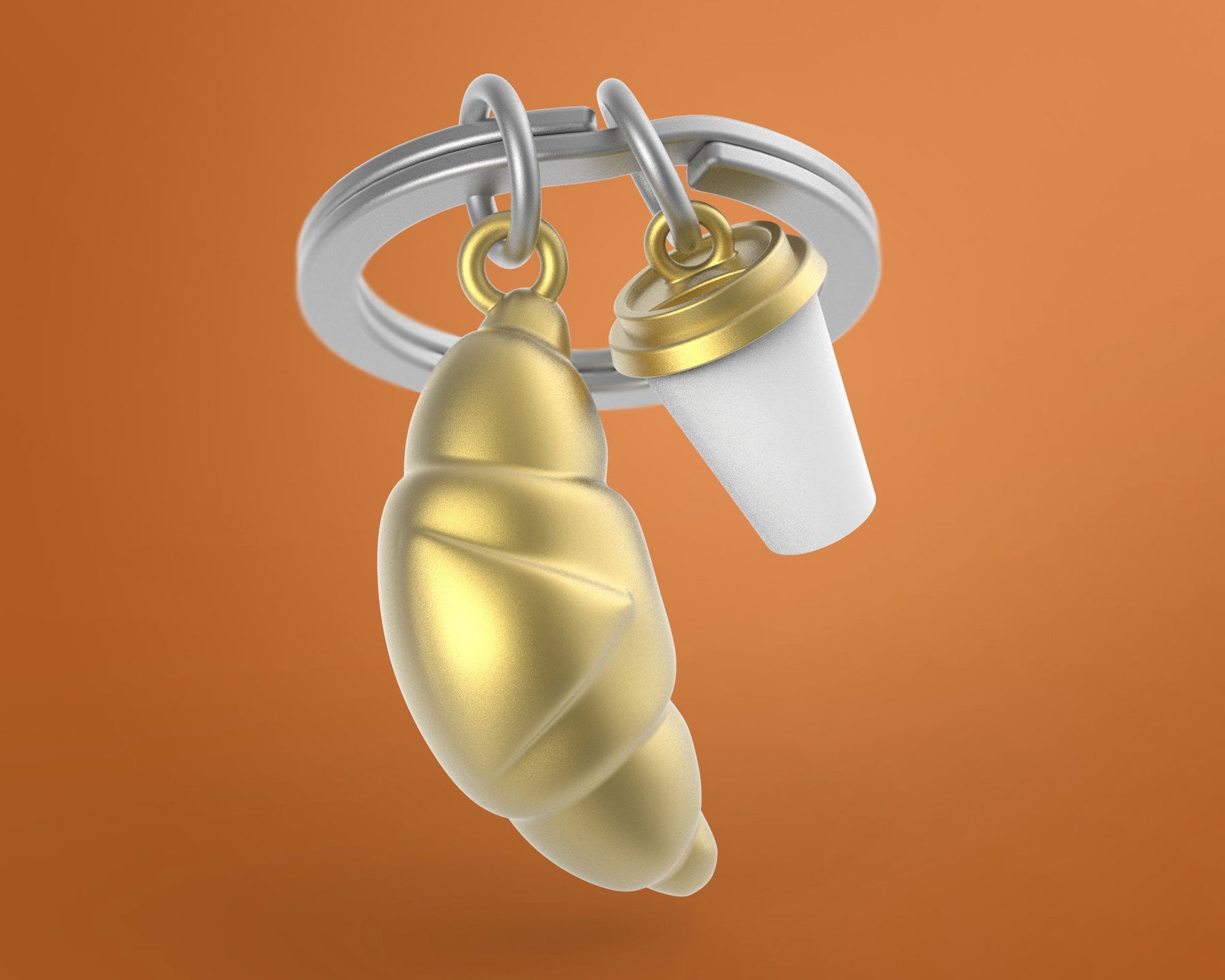 Metalmorphose-Kruvasan & Kahve Fincanı Anahtarlık-Anahtarlık-3-Milagron.com