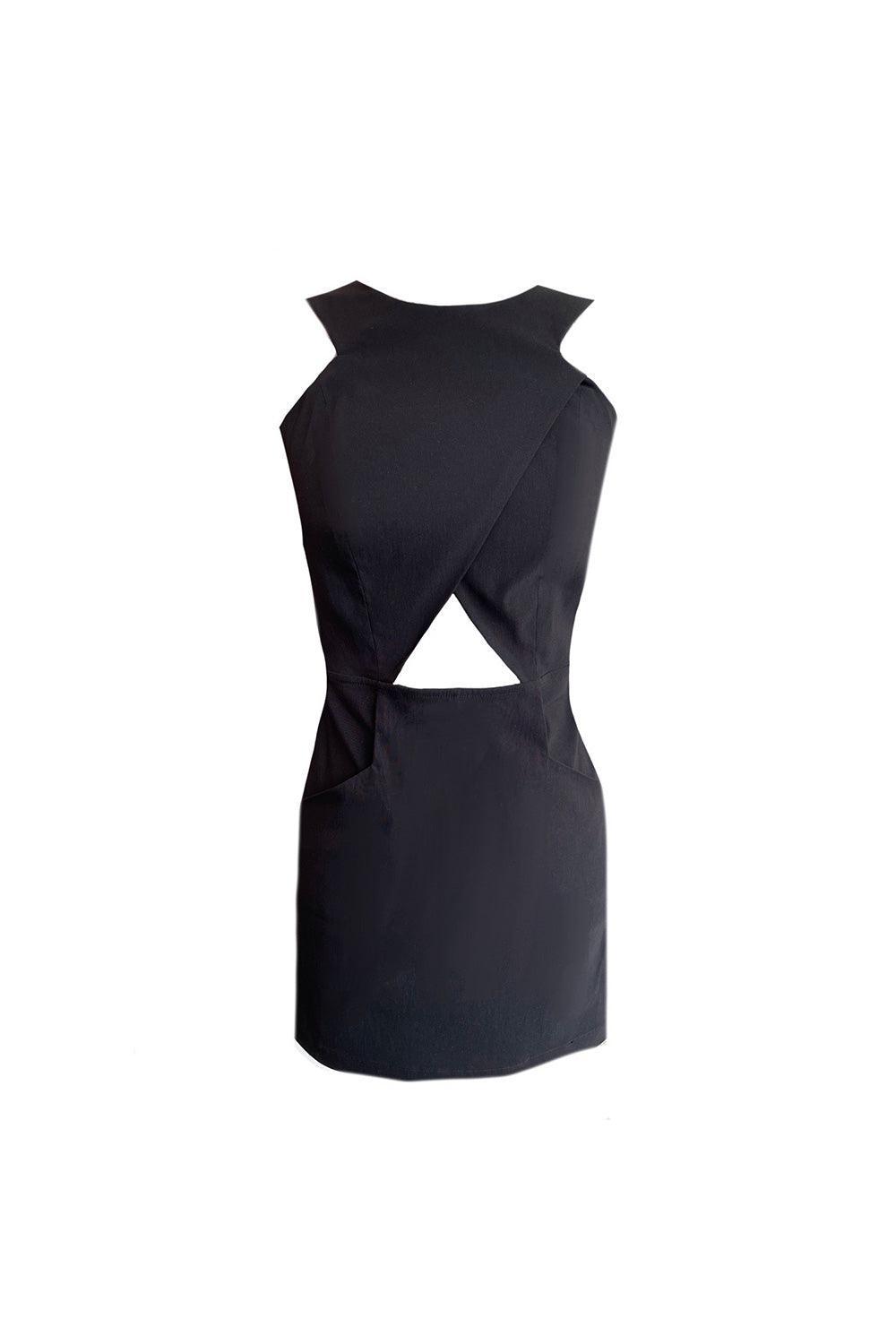 Mirimalist-Aura Black Mini Dress-Elbise-1-Milagron.com
