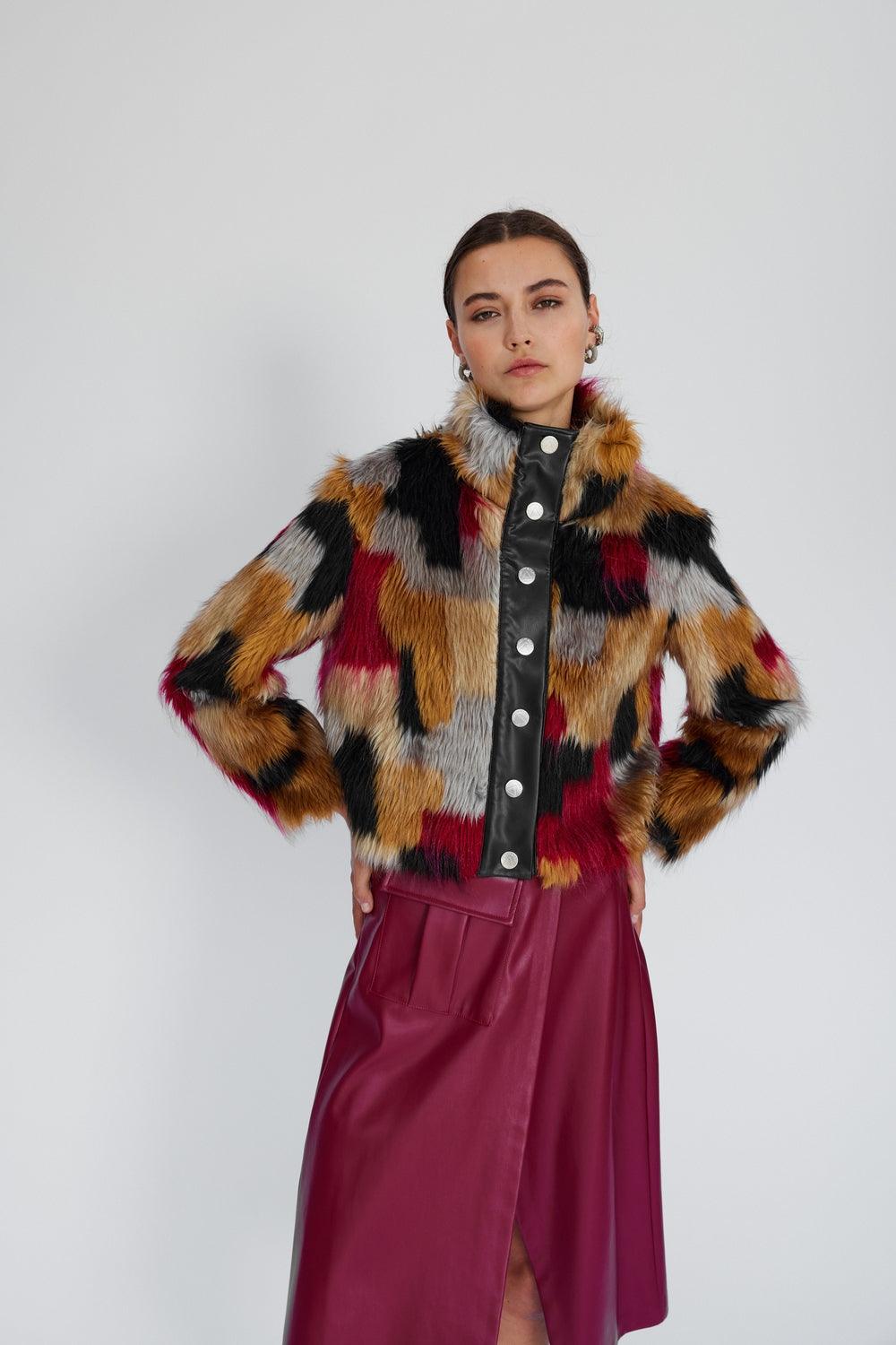 Mirimalist-Color Block Mini Kürk-Kaban-1-Milagron.com