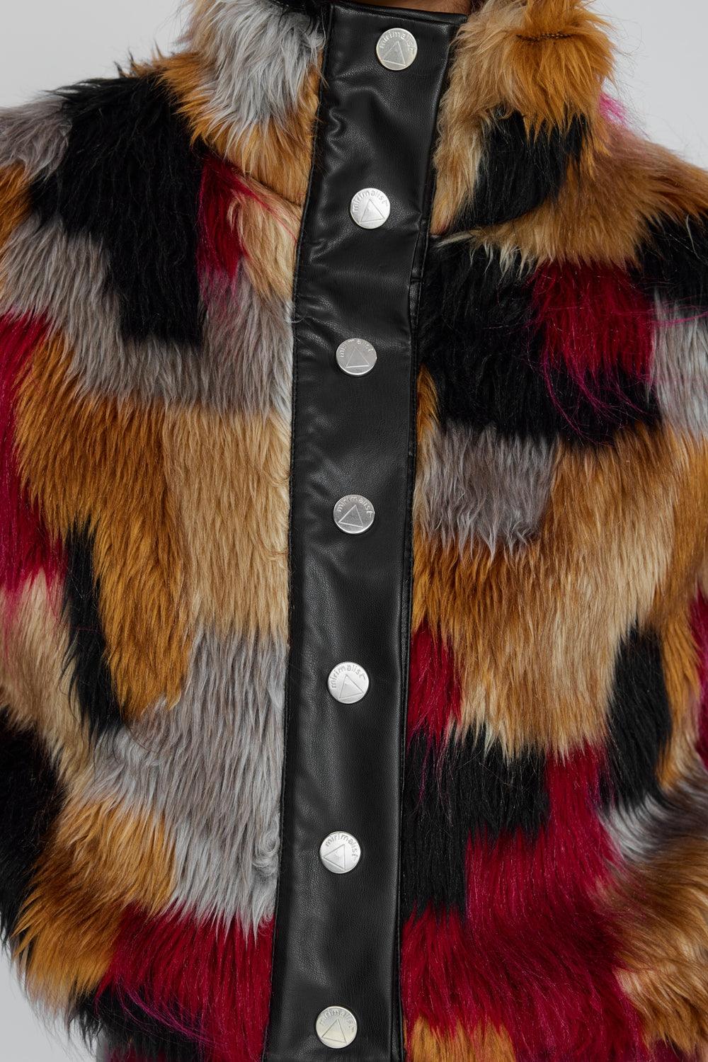 Mirimalist-Color Block Mini Kürk-Kaban-2-Milagron.com