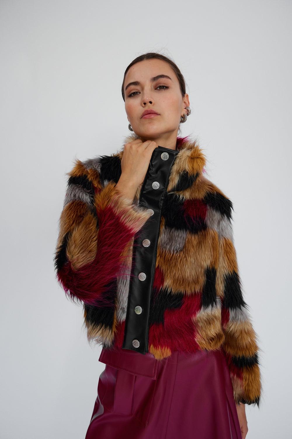 Mirimalist-Color Block Mini Kürk-Kaban-4-Milagron.com