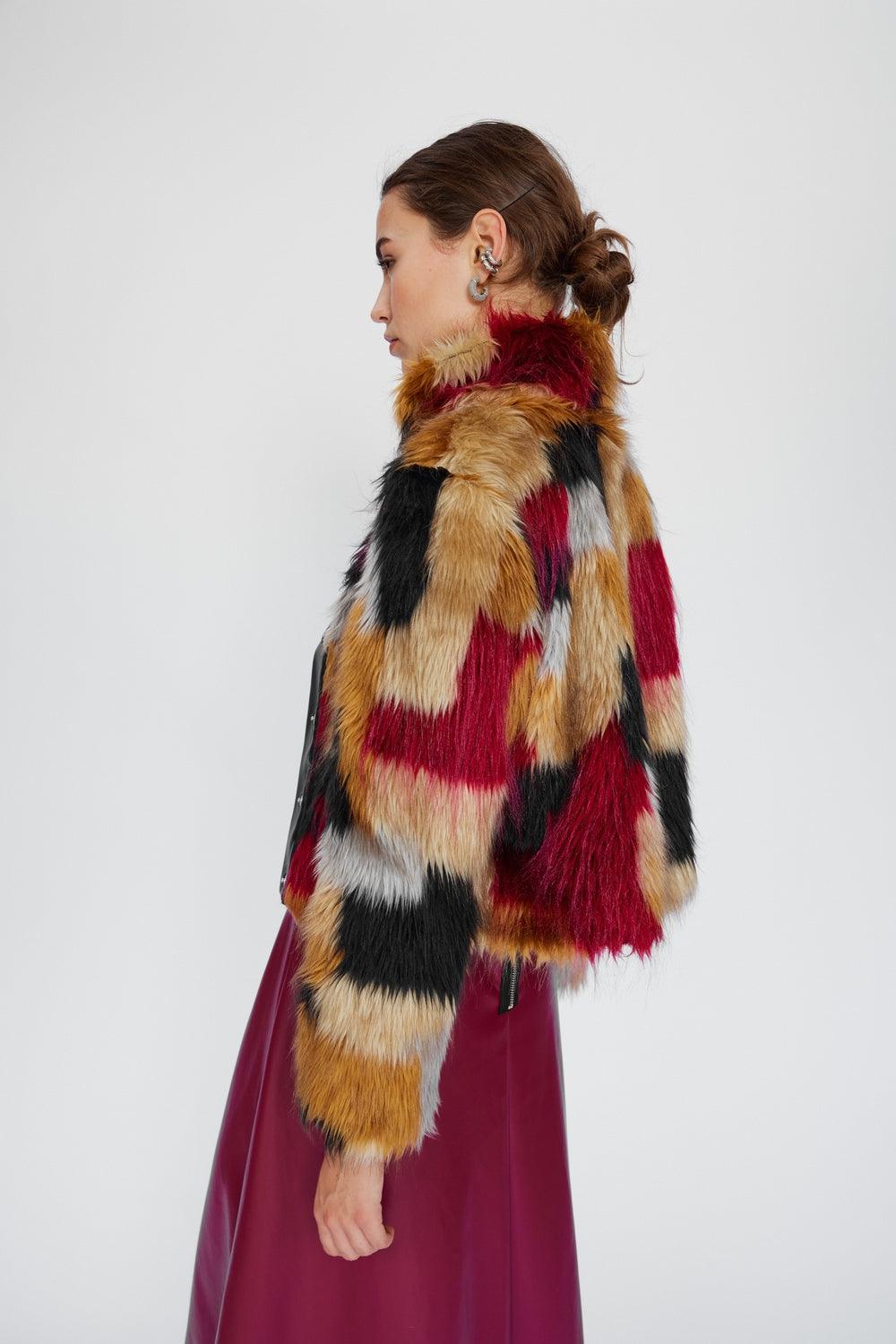 Mirimalist-Color Block Mini Kürk-Kaban-7-Milagron.com