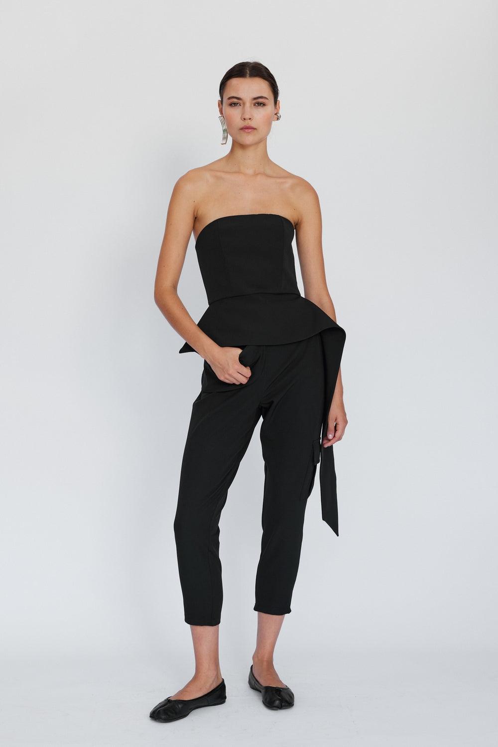 Mirimalist-Flow Siyah Büstiyer-Bluz-1-Milagron.com