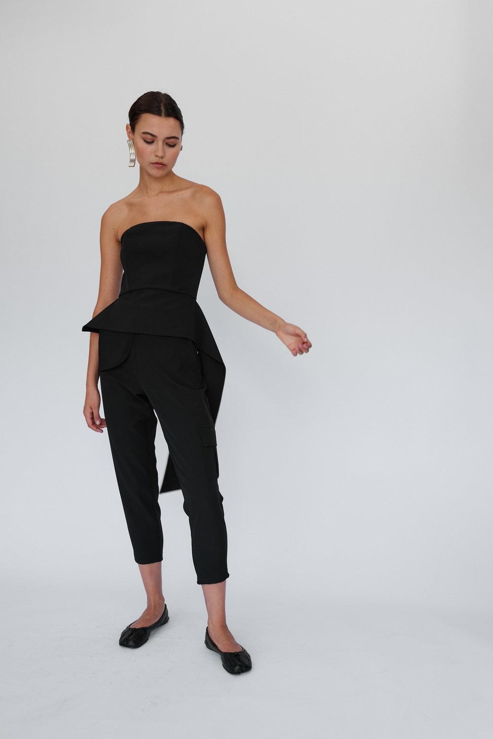 Mirimalist-Flow Siyah Büstiyer-Bluz-2-Milagron.com