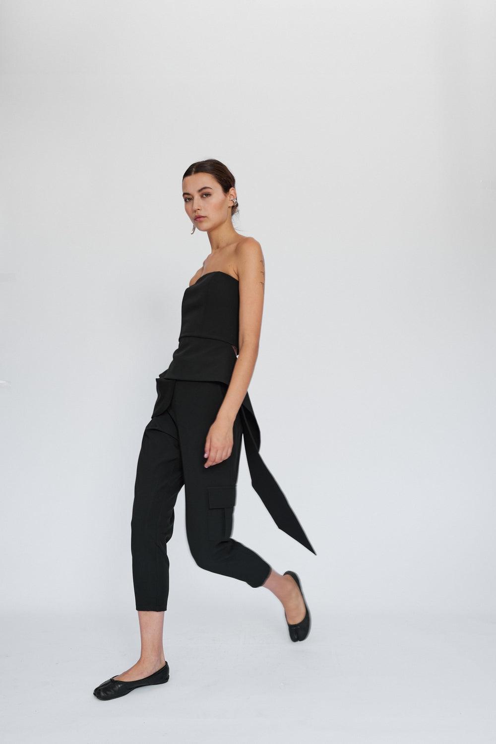 Mirimalist-Flow Siyah Büstiyer-Bluz-3-Milagron.com